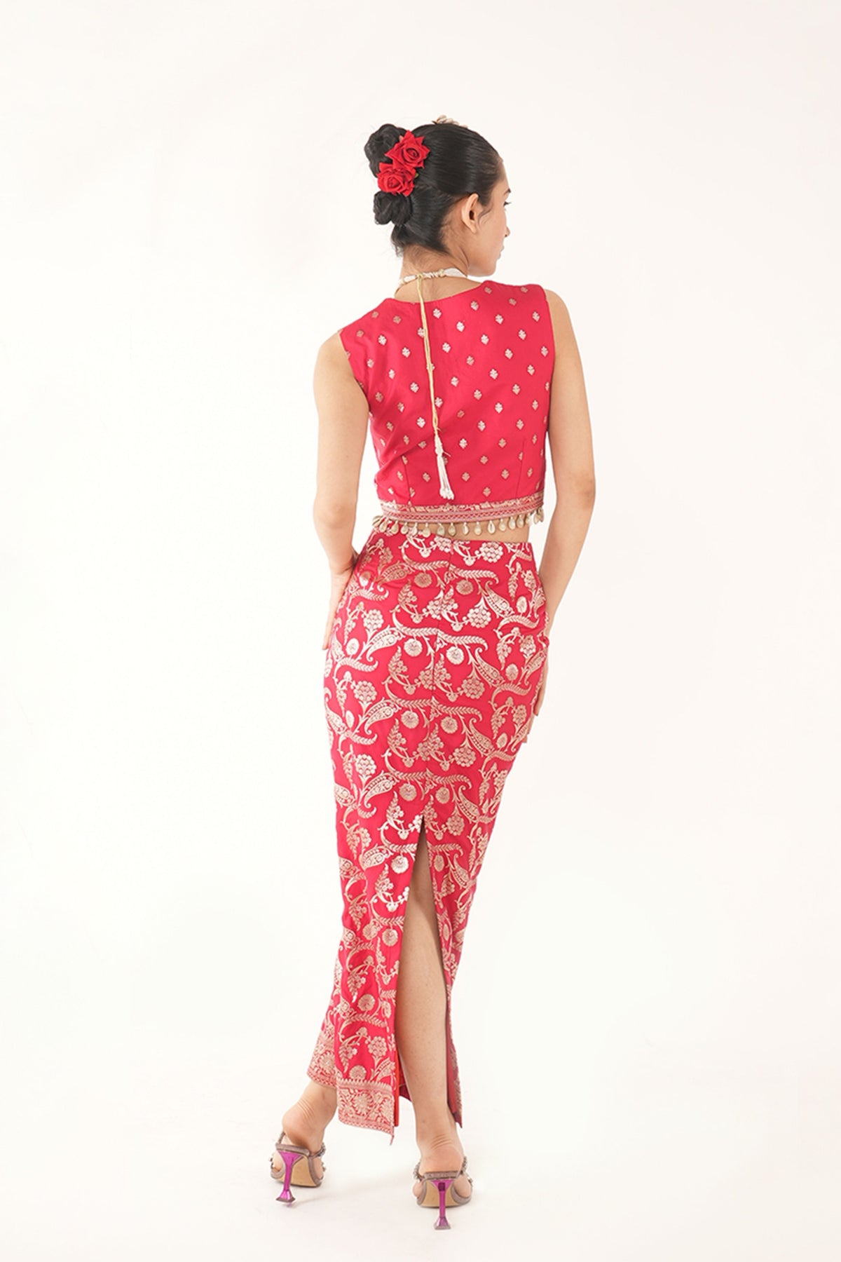 Amyra Red Skirt Set