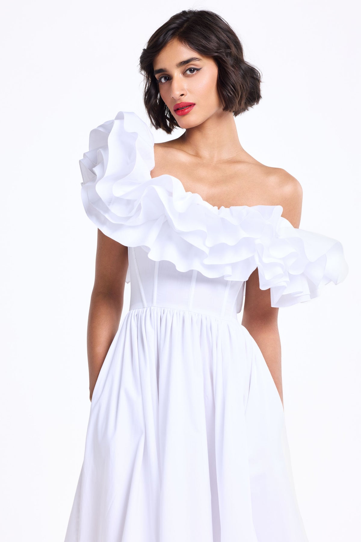 Ruffled Corsetted Midi