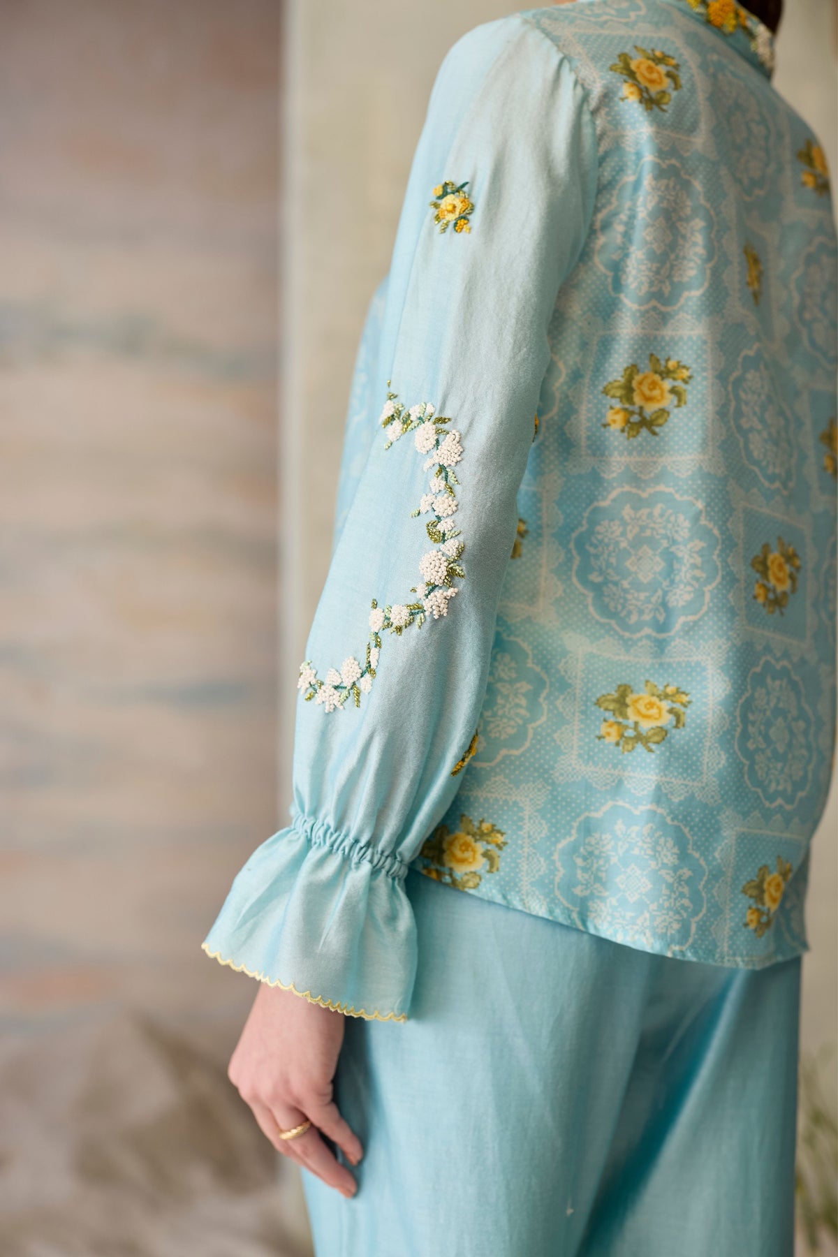 Azure Floral Printed Top