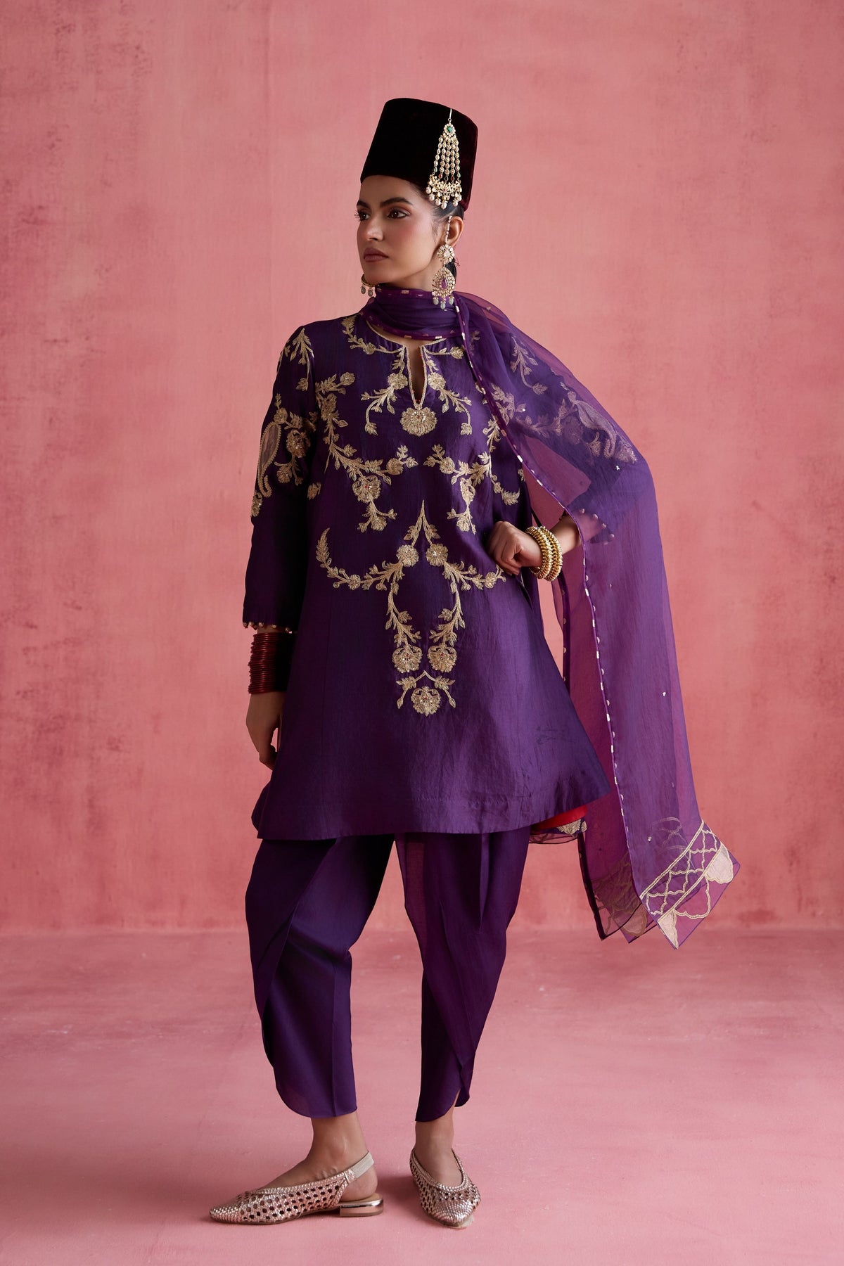 Nargis Purple Dhoti Set