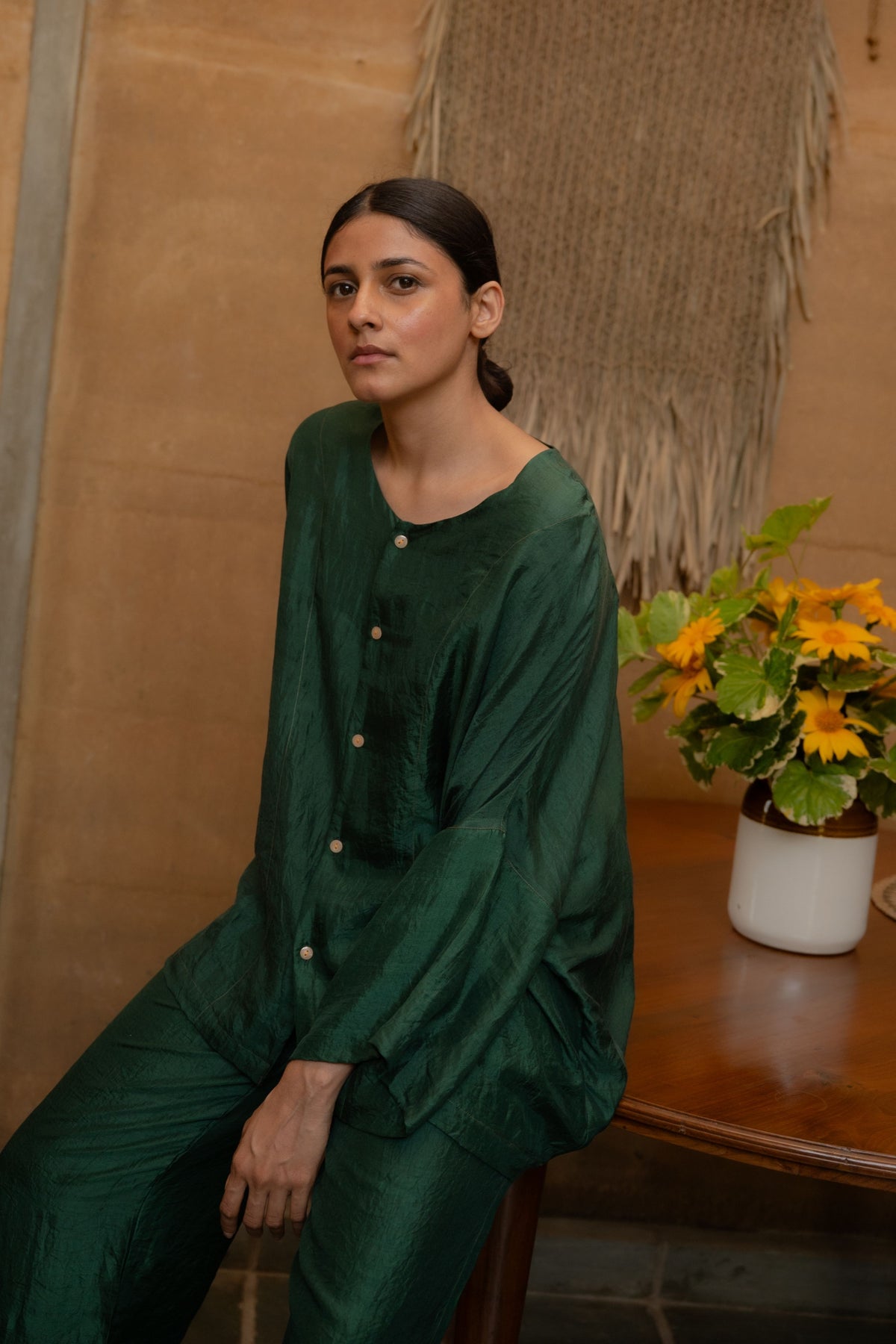 Forest Green Crop Shirt