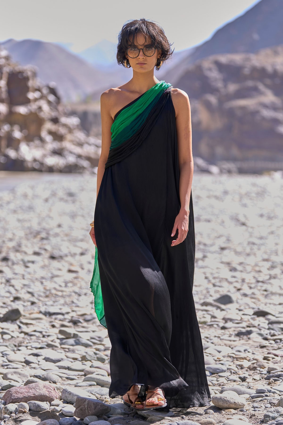 Ombré  Draped Sari Gown