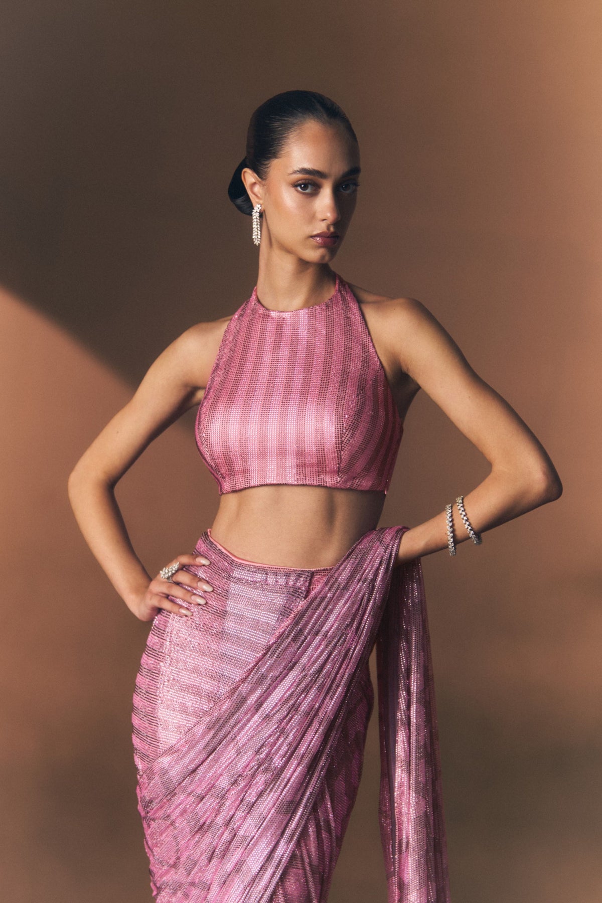 Coral Drape Saree Set