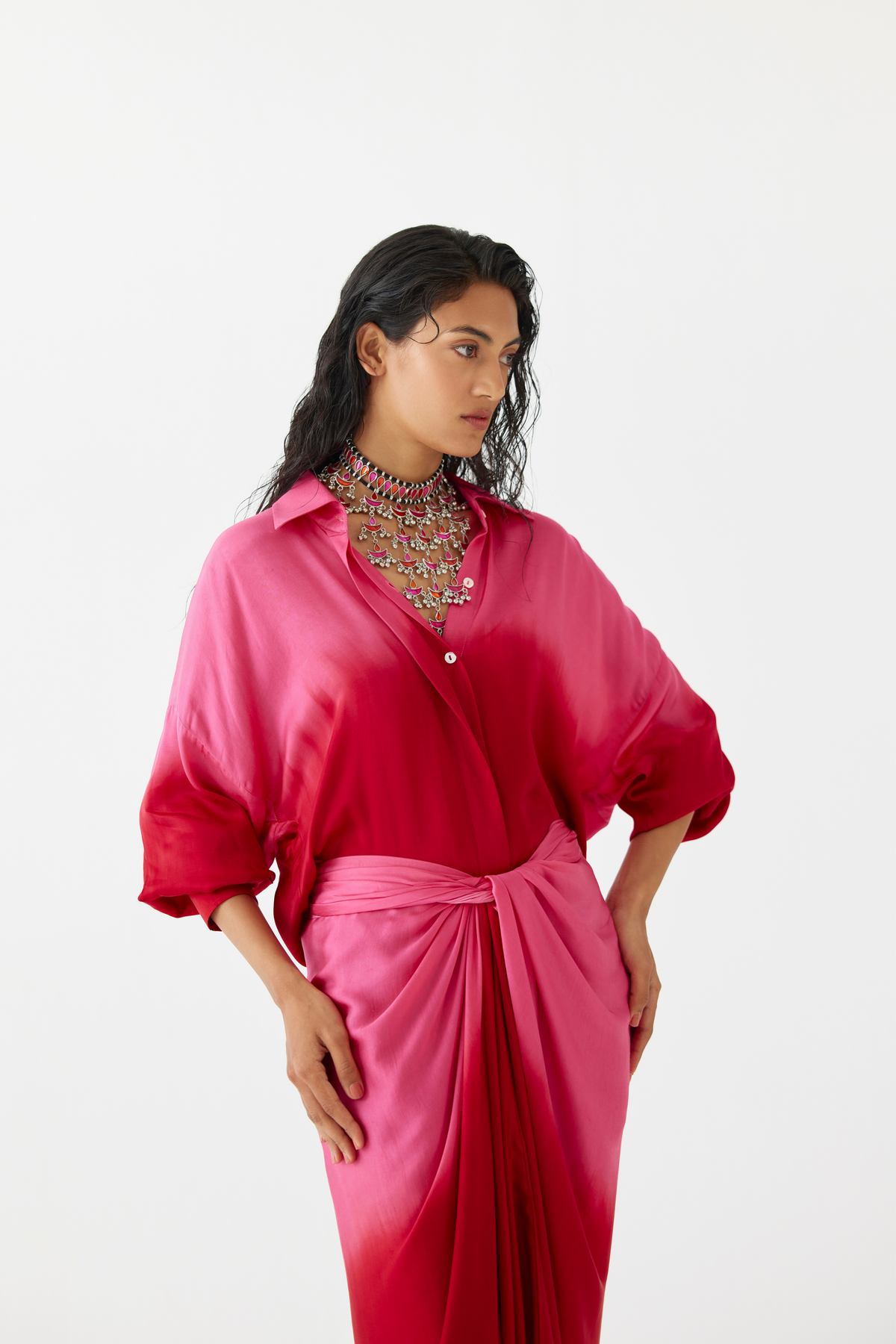 Ruby Shirt Draped Dress