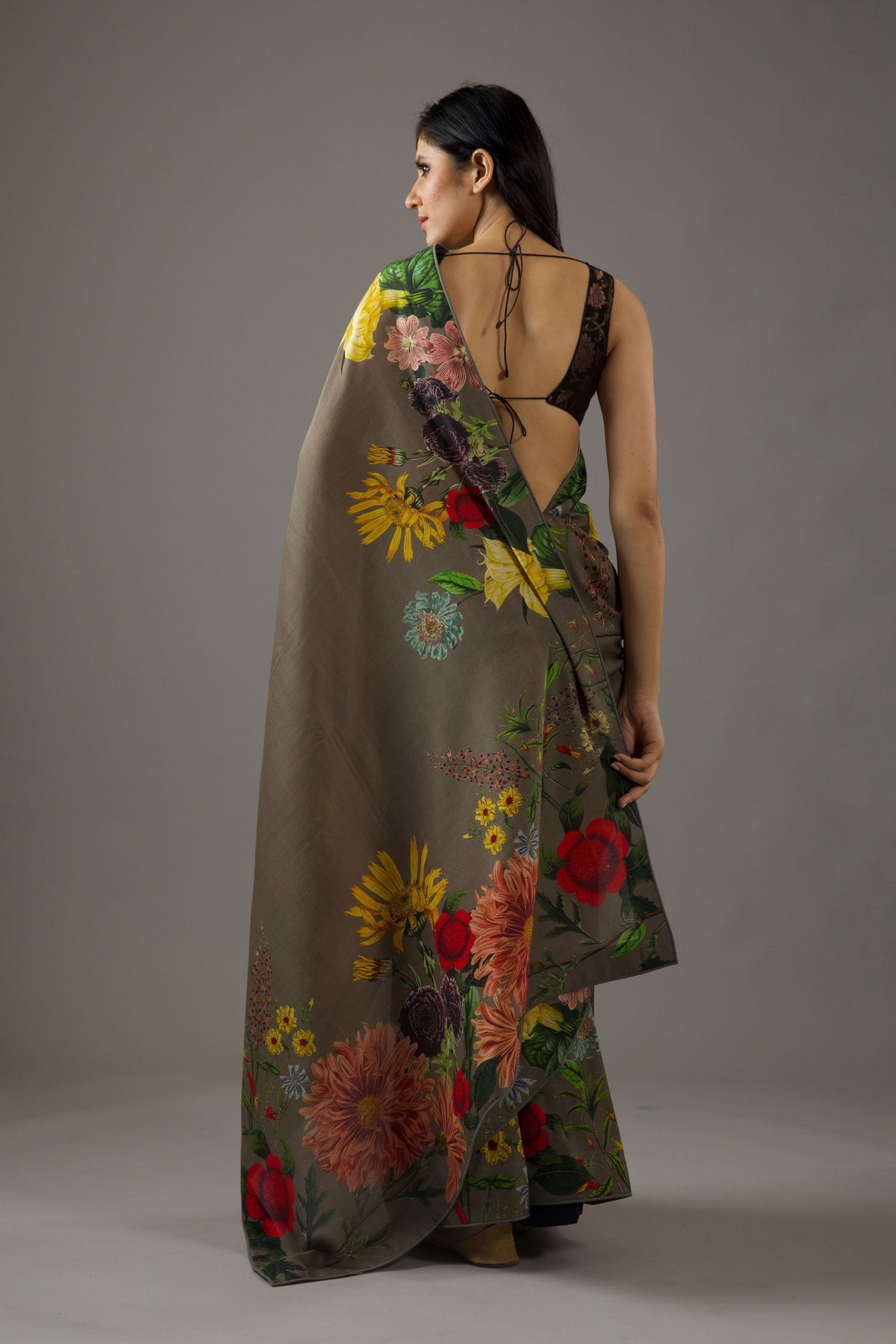 Pewter Green Chanderi Saree