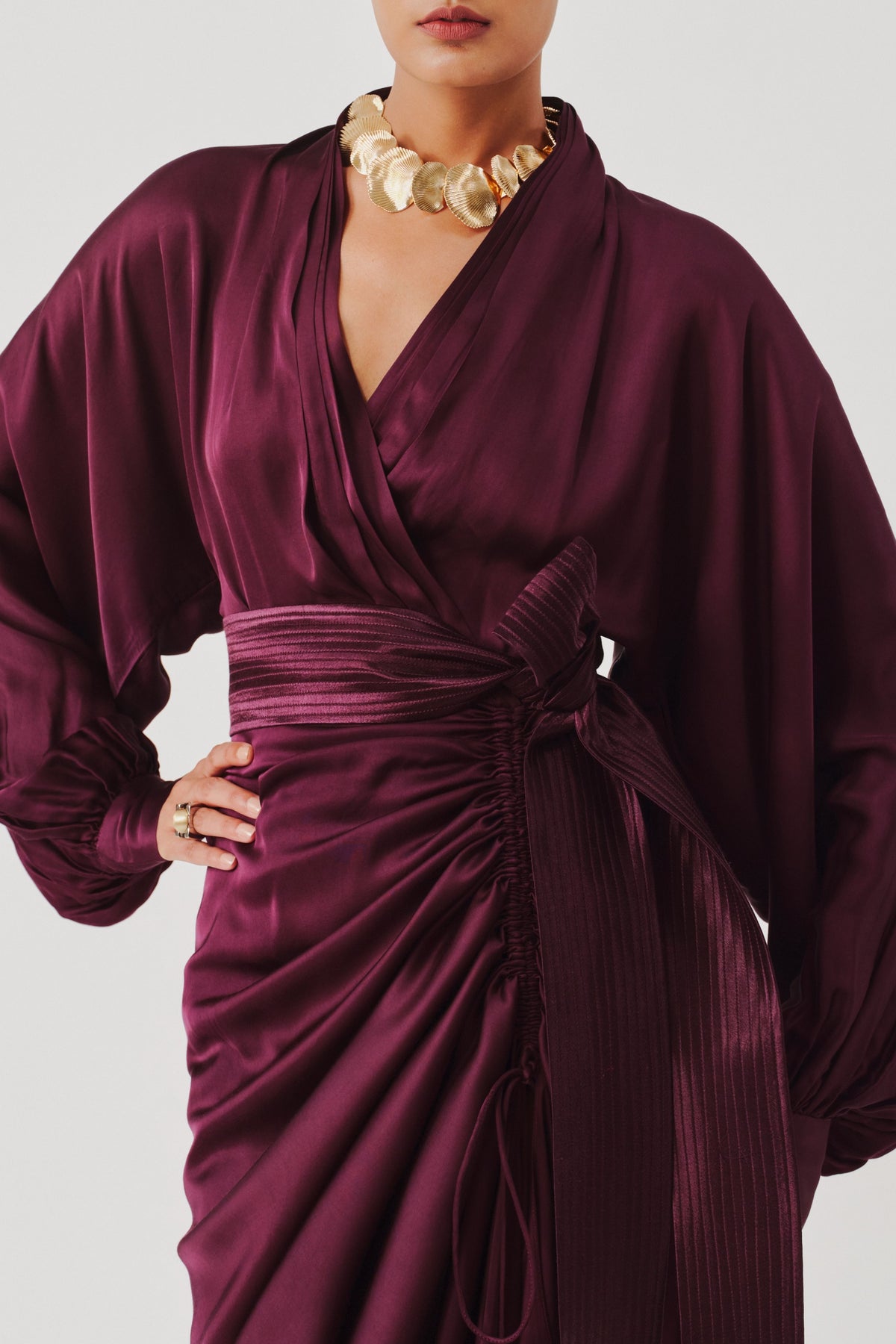 Burgundy Draped Dress
