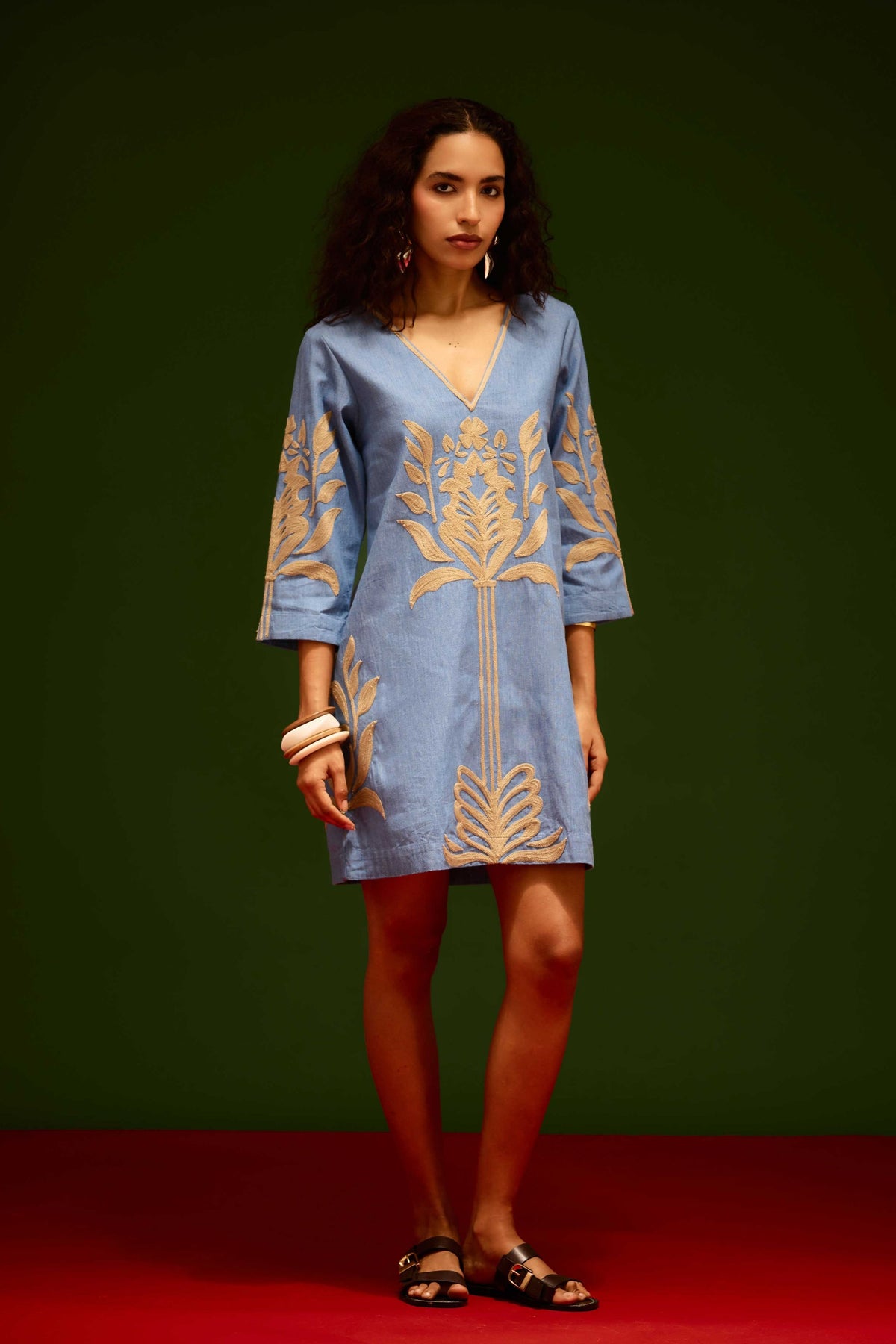 Blue Cotton Shift Dress