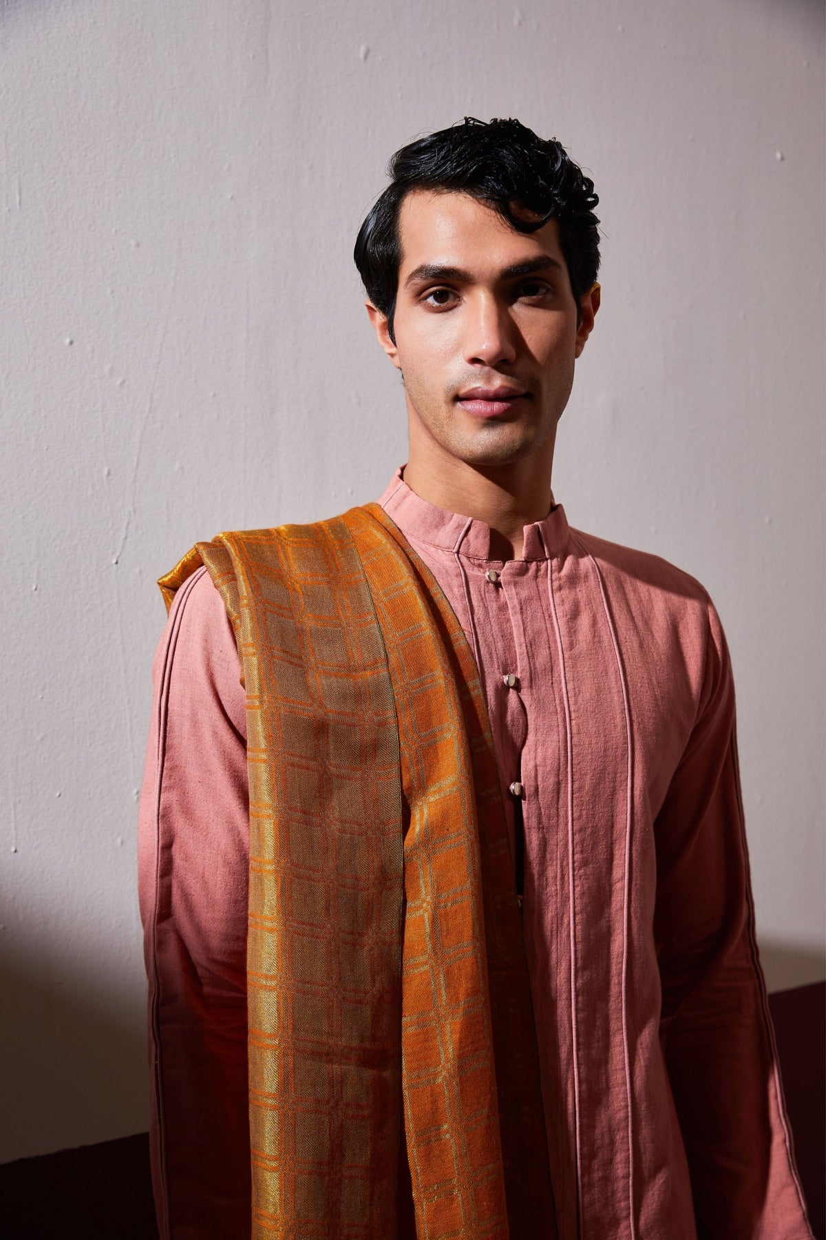 Zari Reversible Mandarin Orange Stole