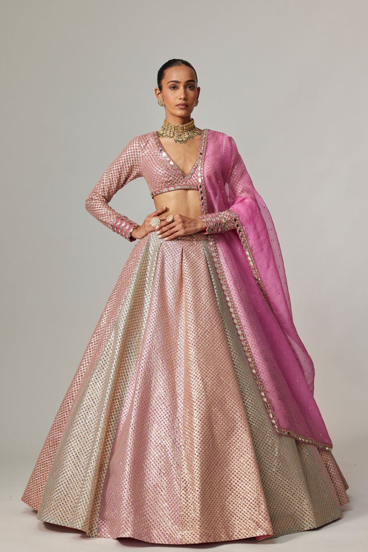Dark Blush Multicolor Lehenga Set
