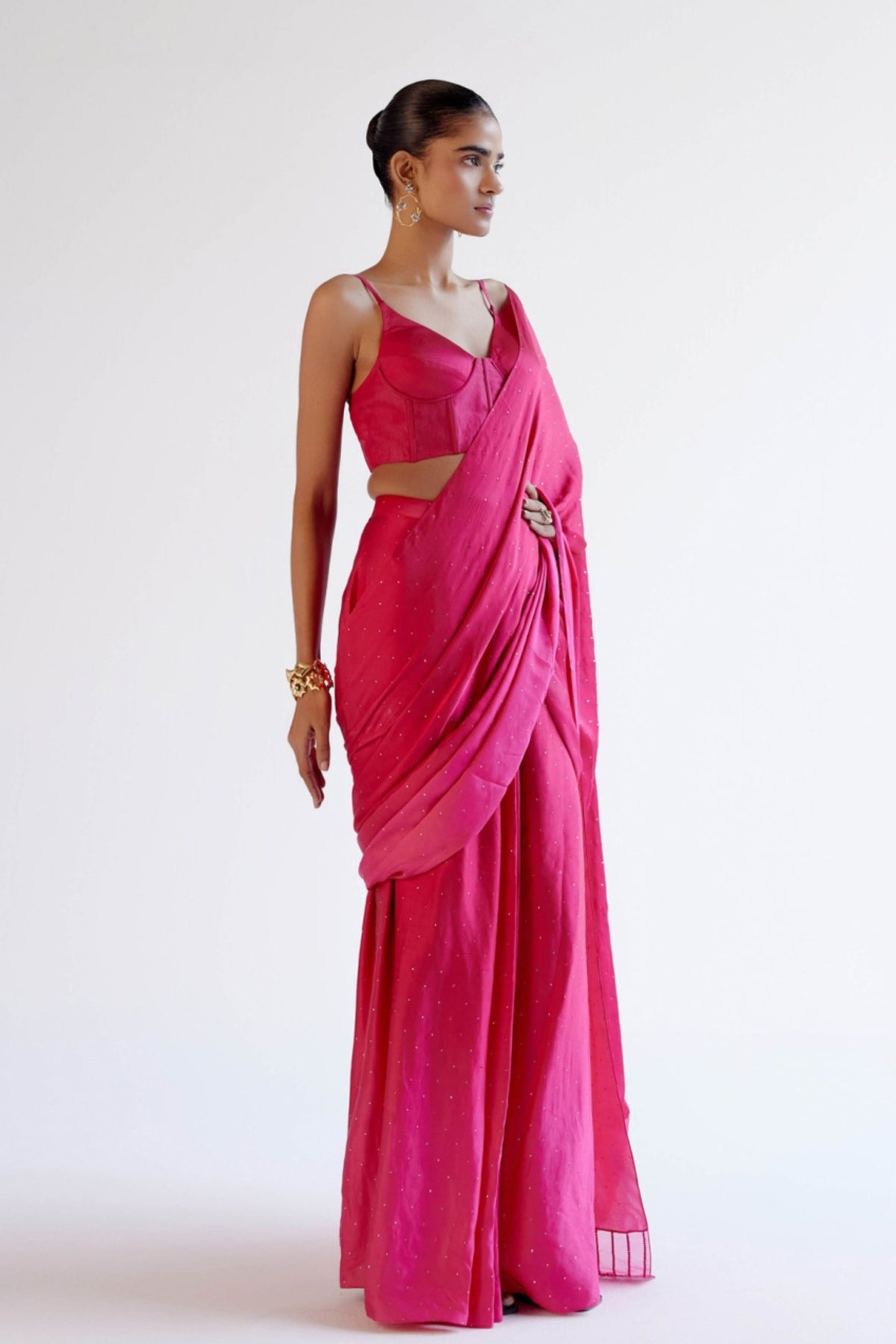 Fuchsia Pink Saree Set