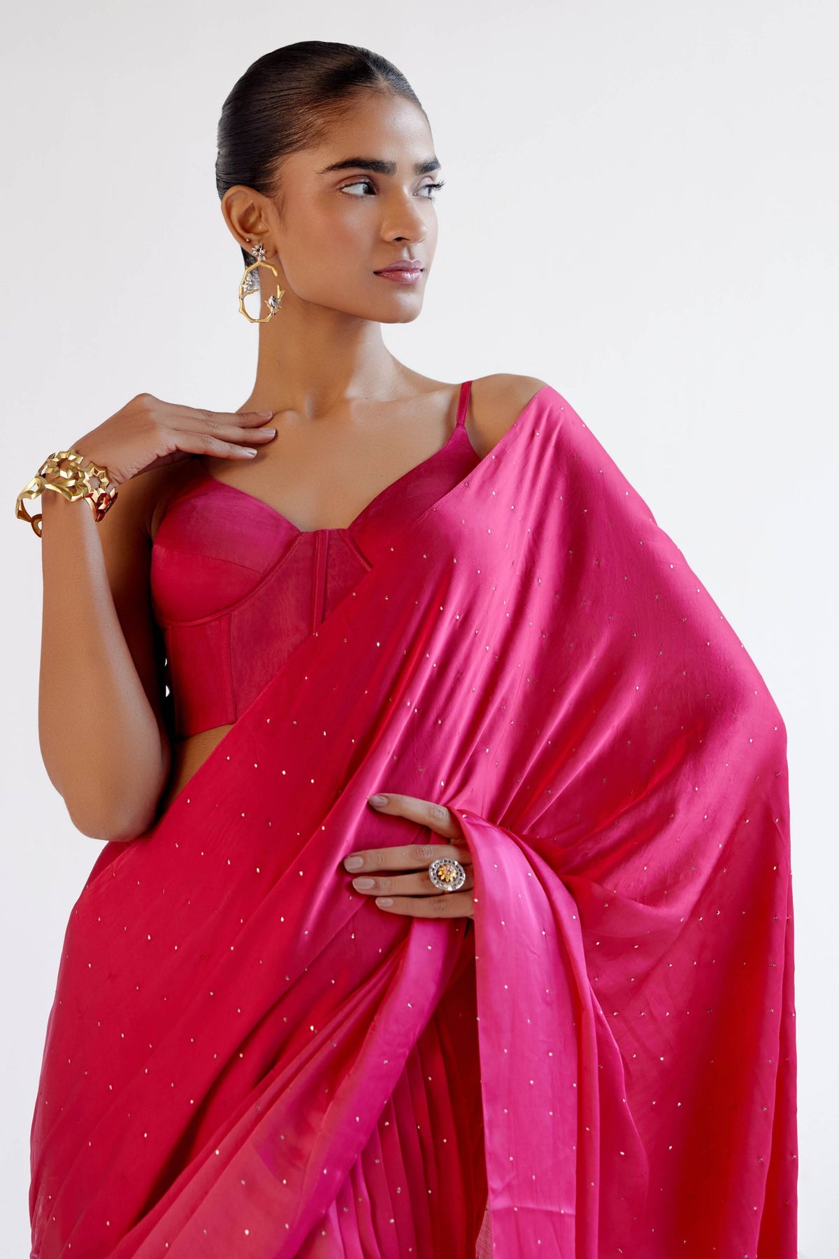 Fuchsia Pink Saree Set