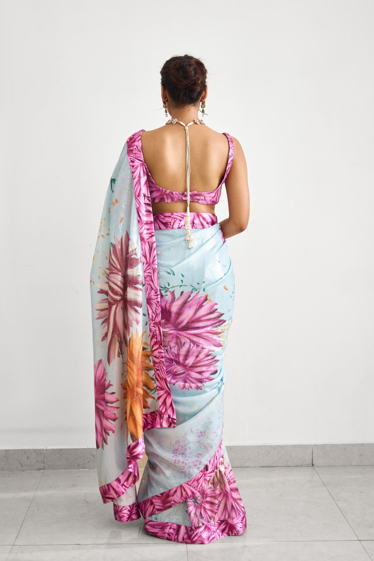 Bright Flower Saree Set