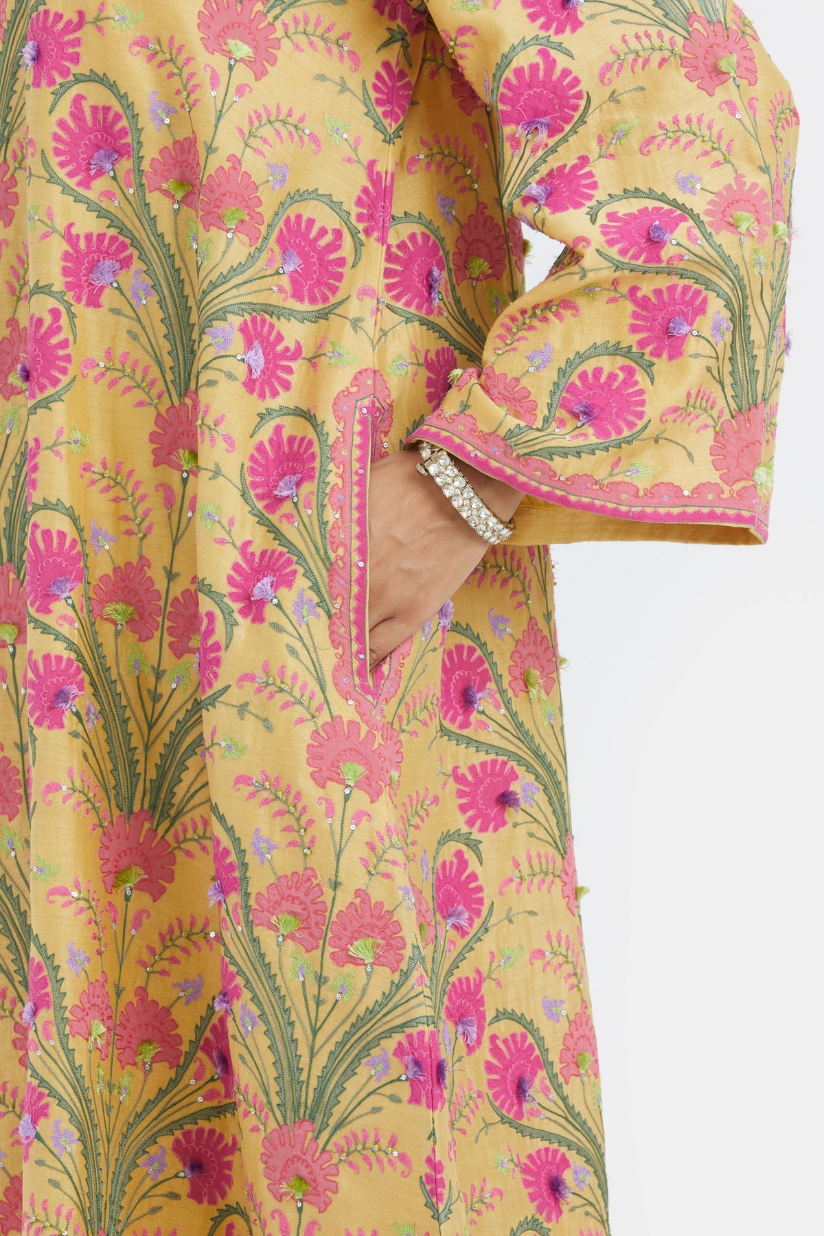 Yellow Silk Chanderi Kurta Set