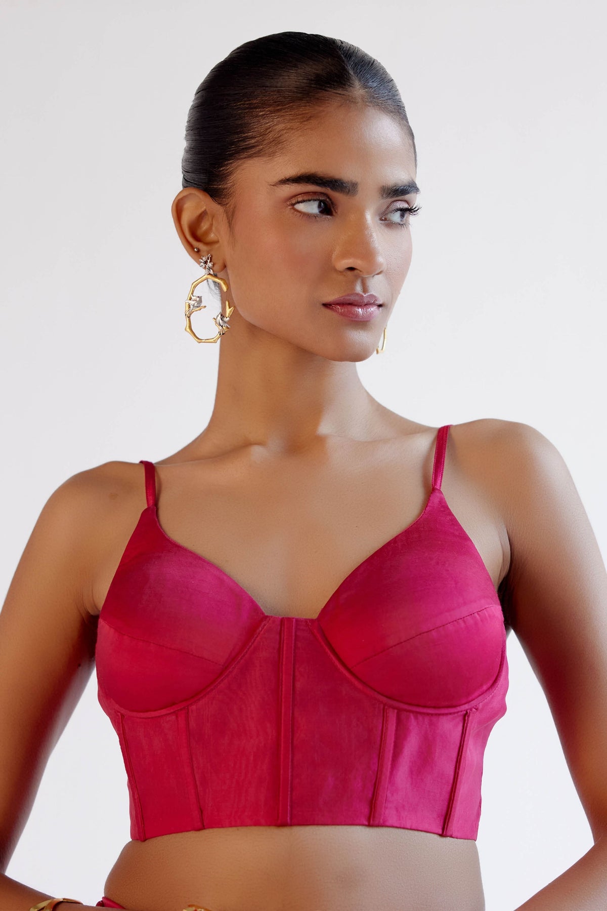 Fuchsia Pink Saree Set