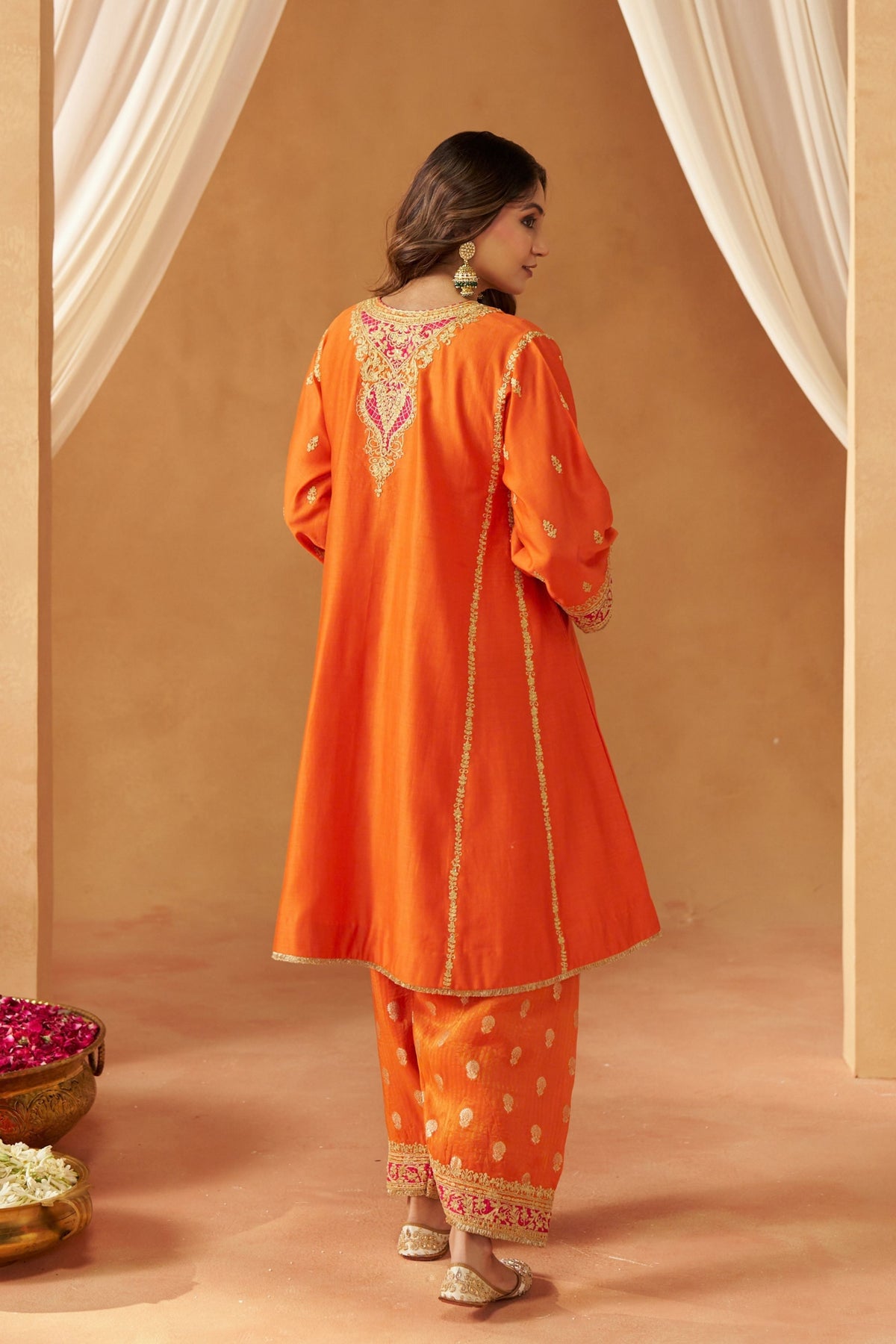 Mahgul Burnt Orange Kalidar Chahunga Set