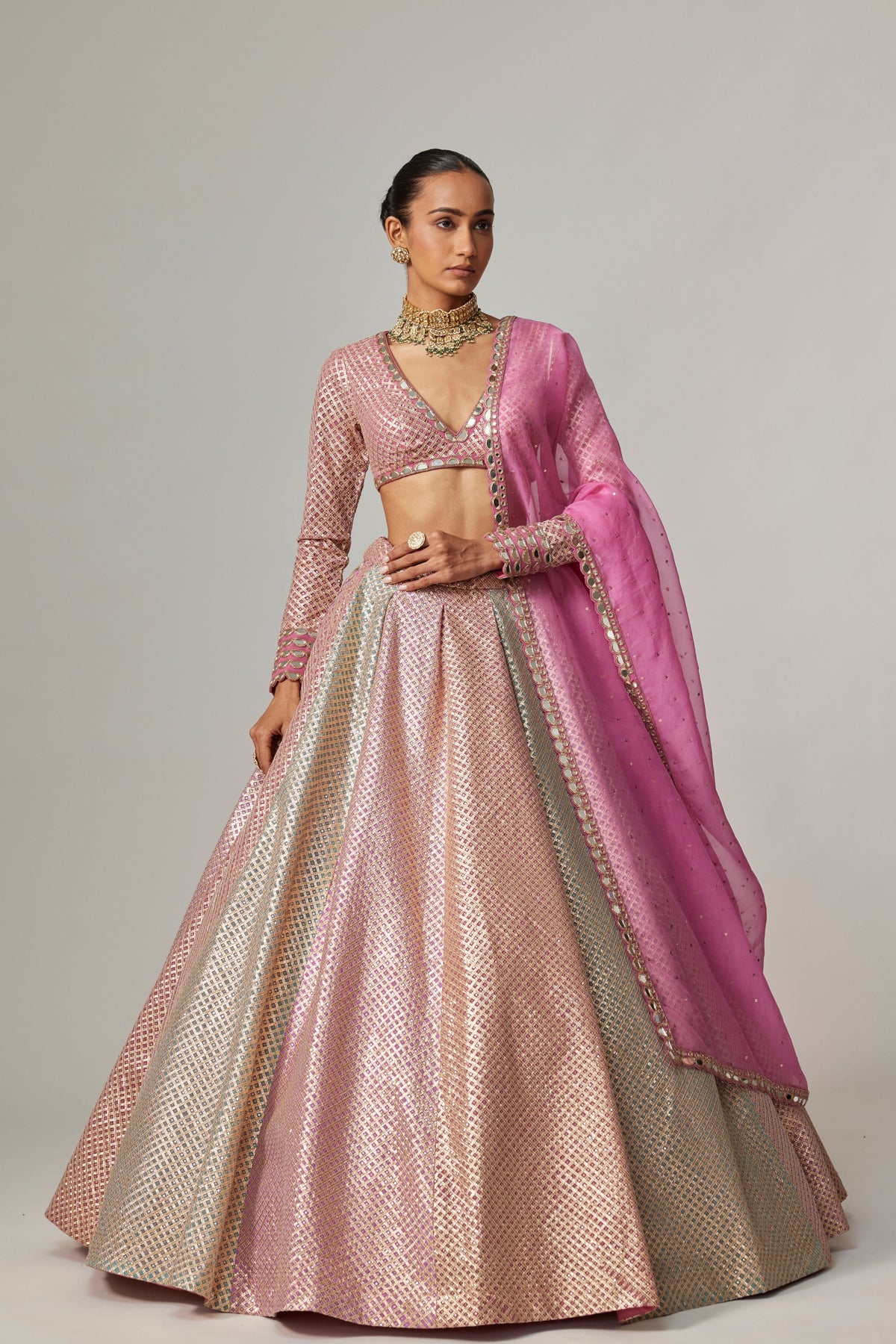Dark Blush Multicolor Lehenga Set
