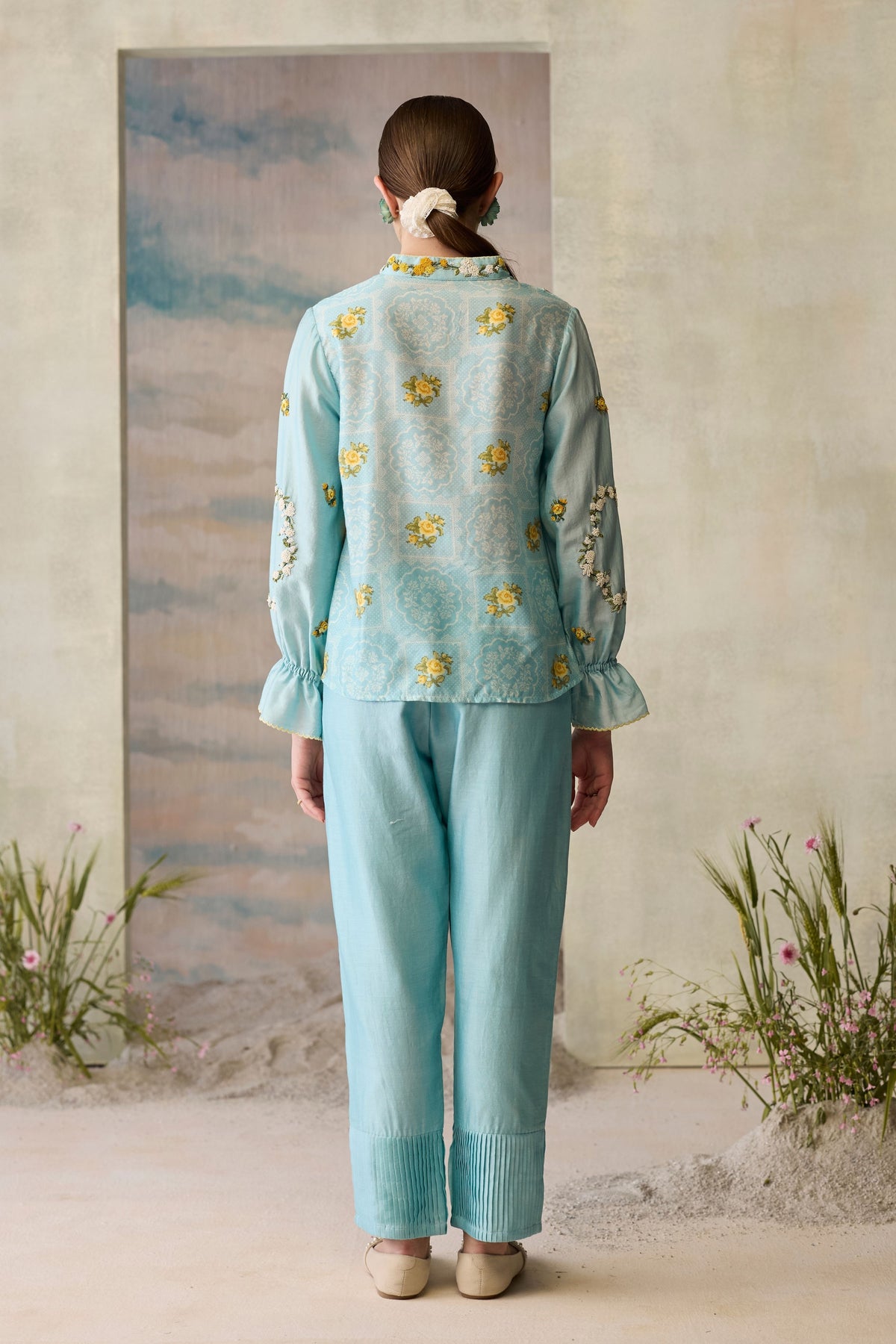Azure Floral Printed Top