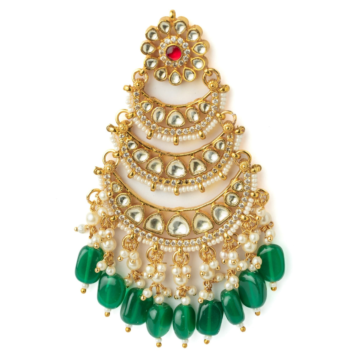 Gold Plated Green Earrings