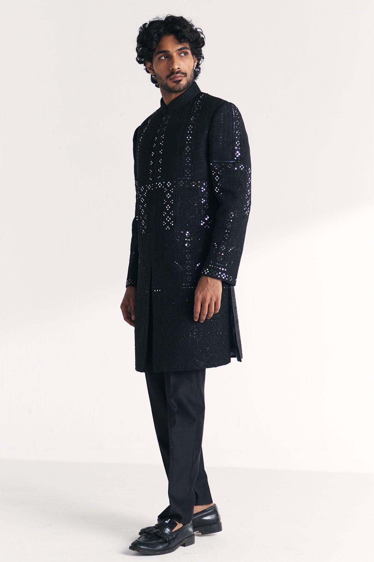 Kunj Black Achkan Set