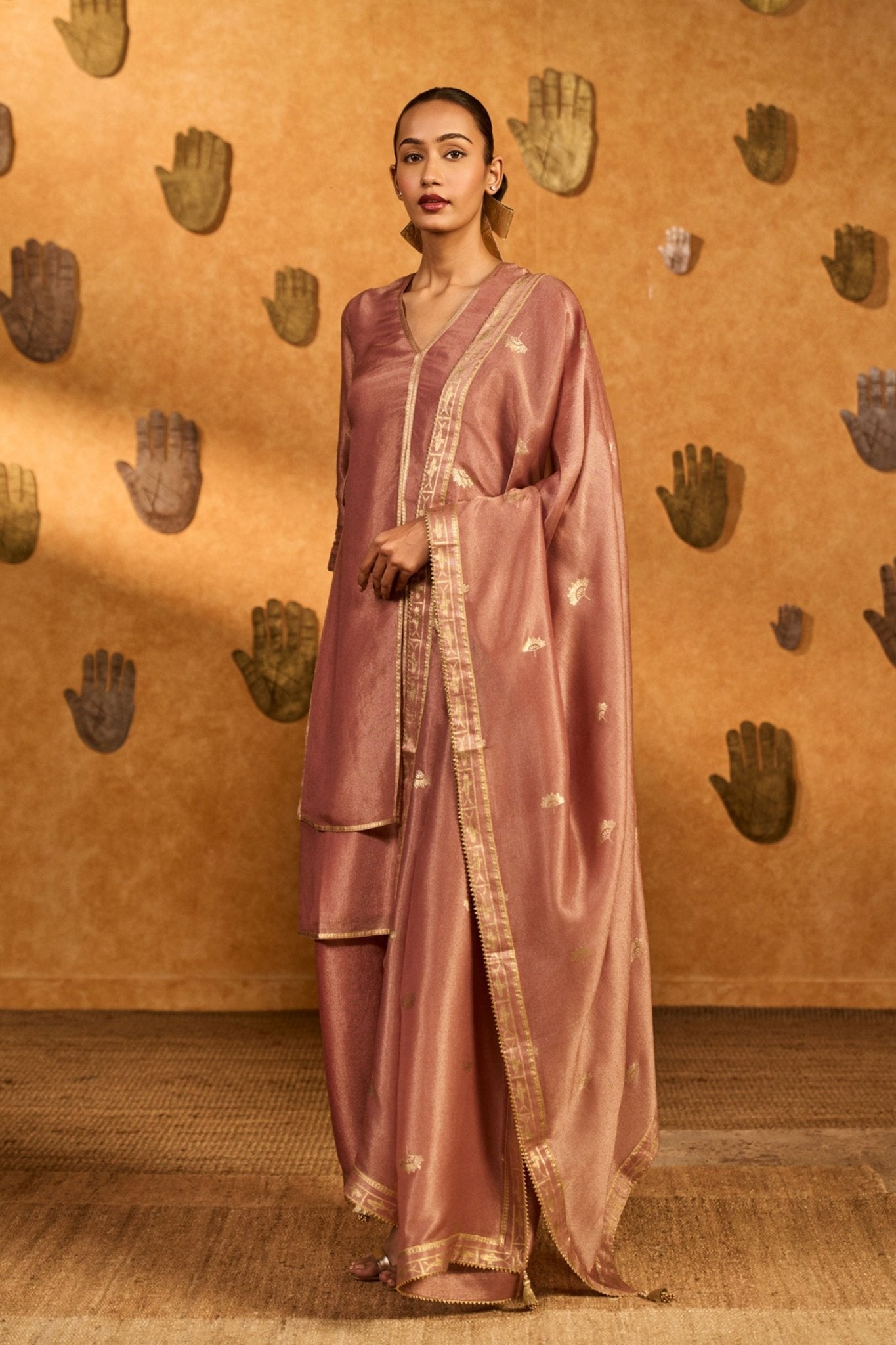 Mauve Tea Blossom Kurta Set - Masaba - Elahe