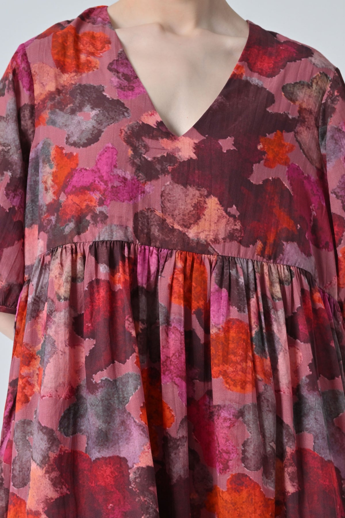 Red Bloom Printed Tiered Dress