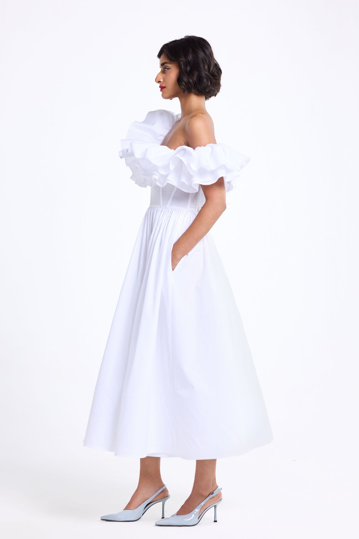 Ruffled Corsetted Midi