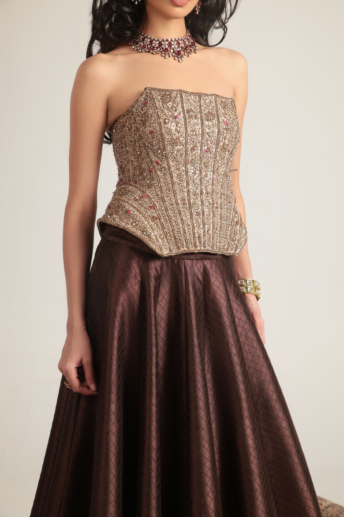 Corset Quilted Lehenga Set