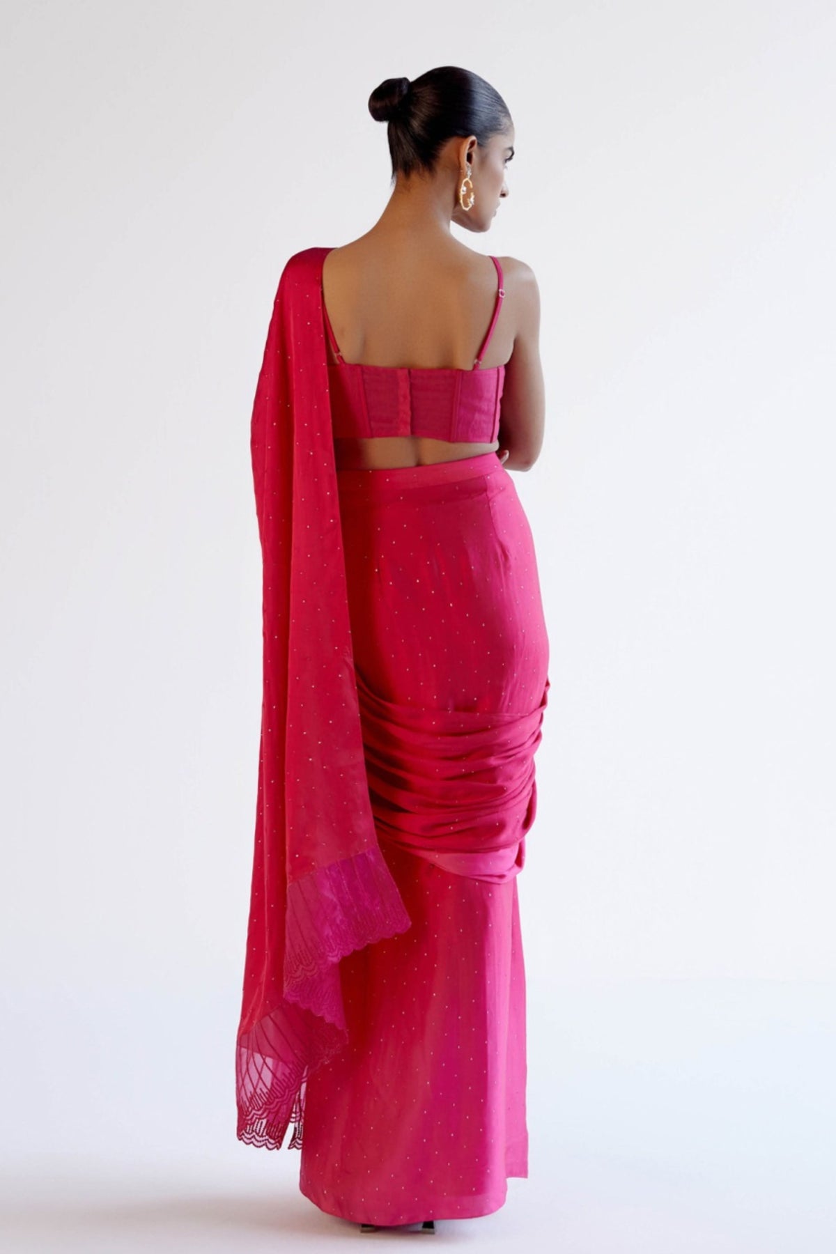 Fuchsia Pink Saree Set