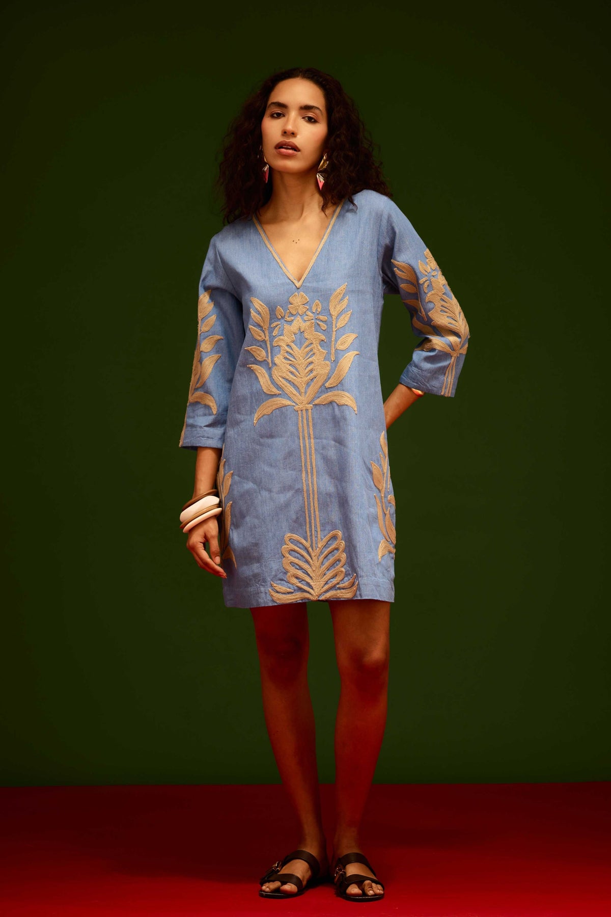 Blue Cotton Shift Dress