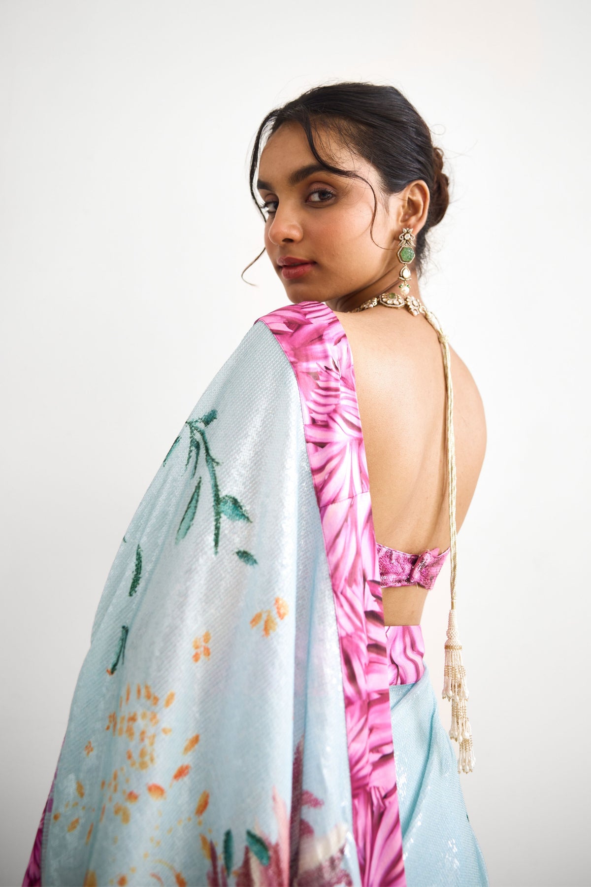 Bright Flower Saree Set