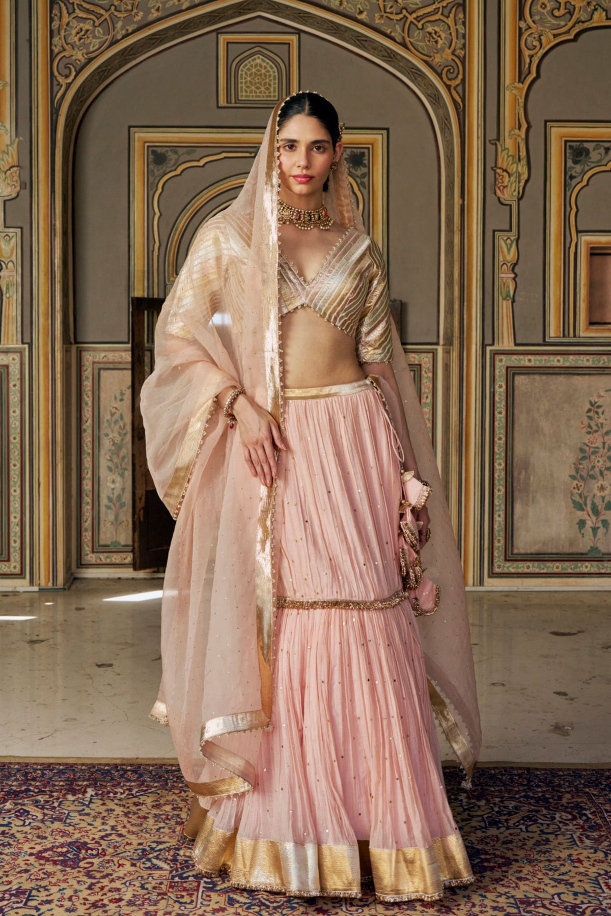 Vintage Blush Fish-Cut Lehenga Set