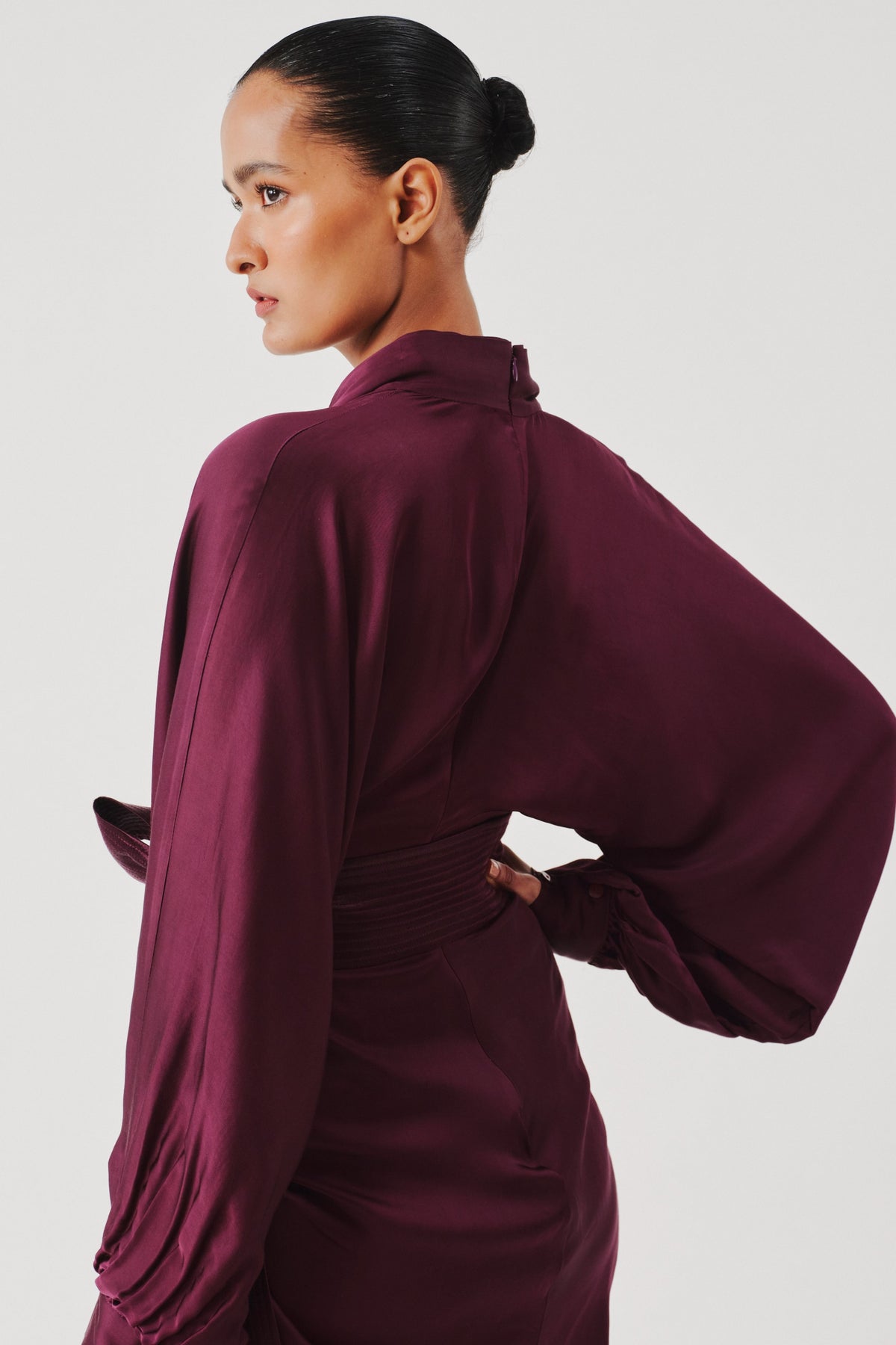 Burgundy Draped Dress