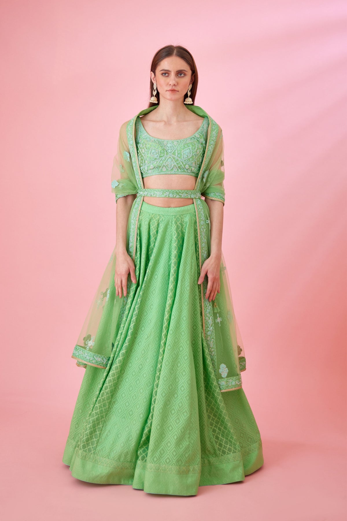 Irish green Lehenga set