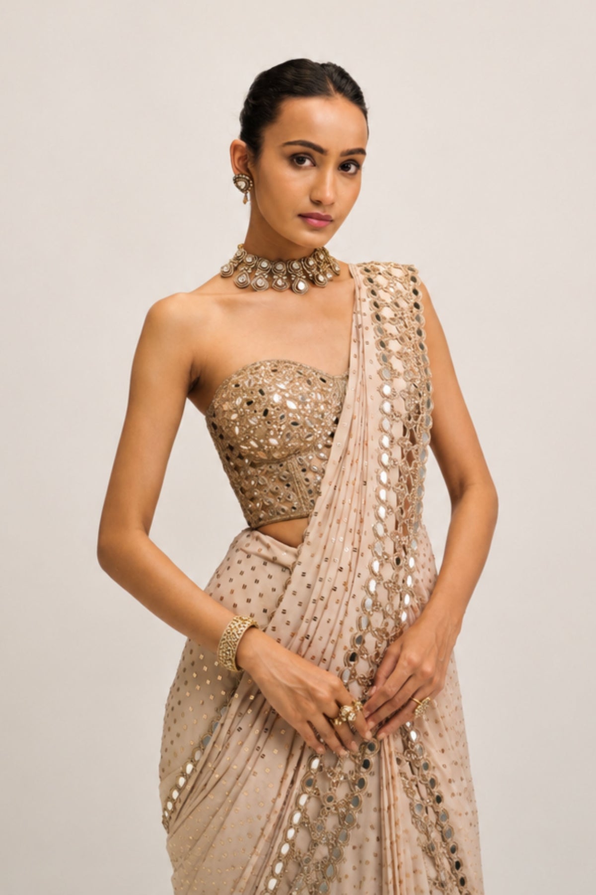 Modern Draped Saree Set