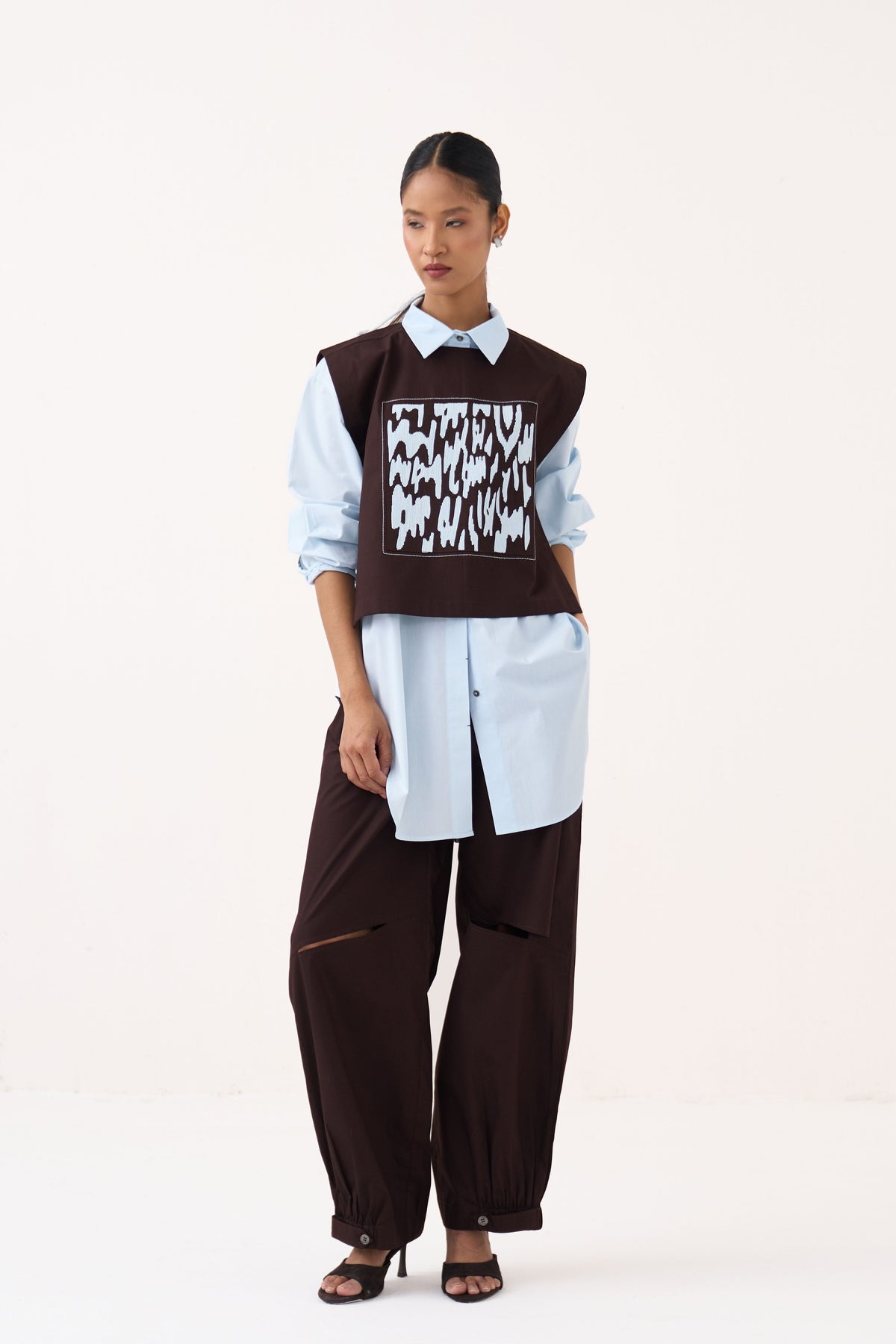 Ice Blue Patch Overlay Co-Ord Set