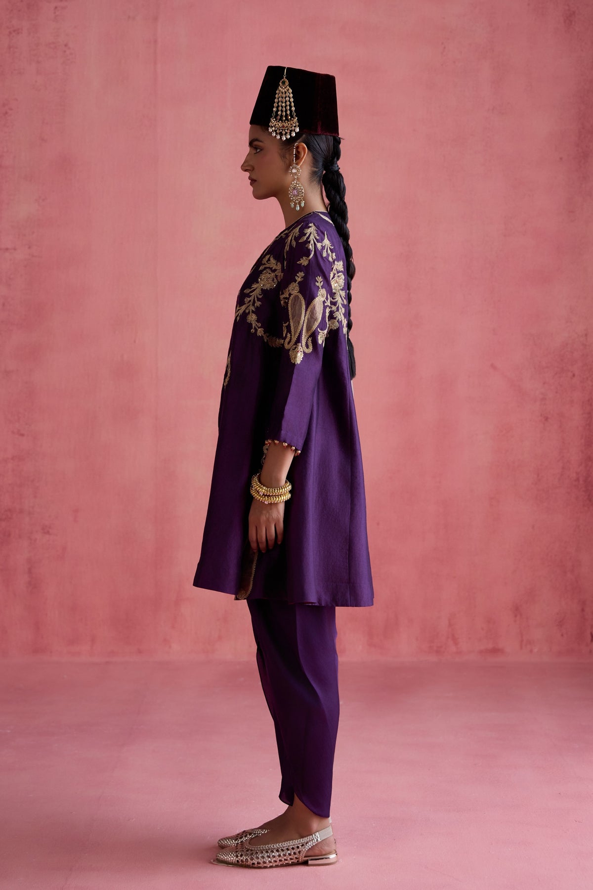 Nargis Purple Dhoti Set