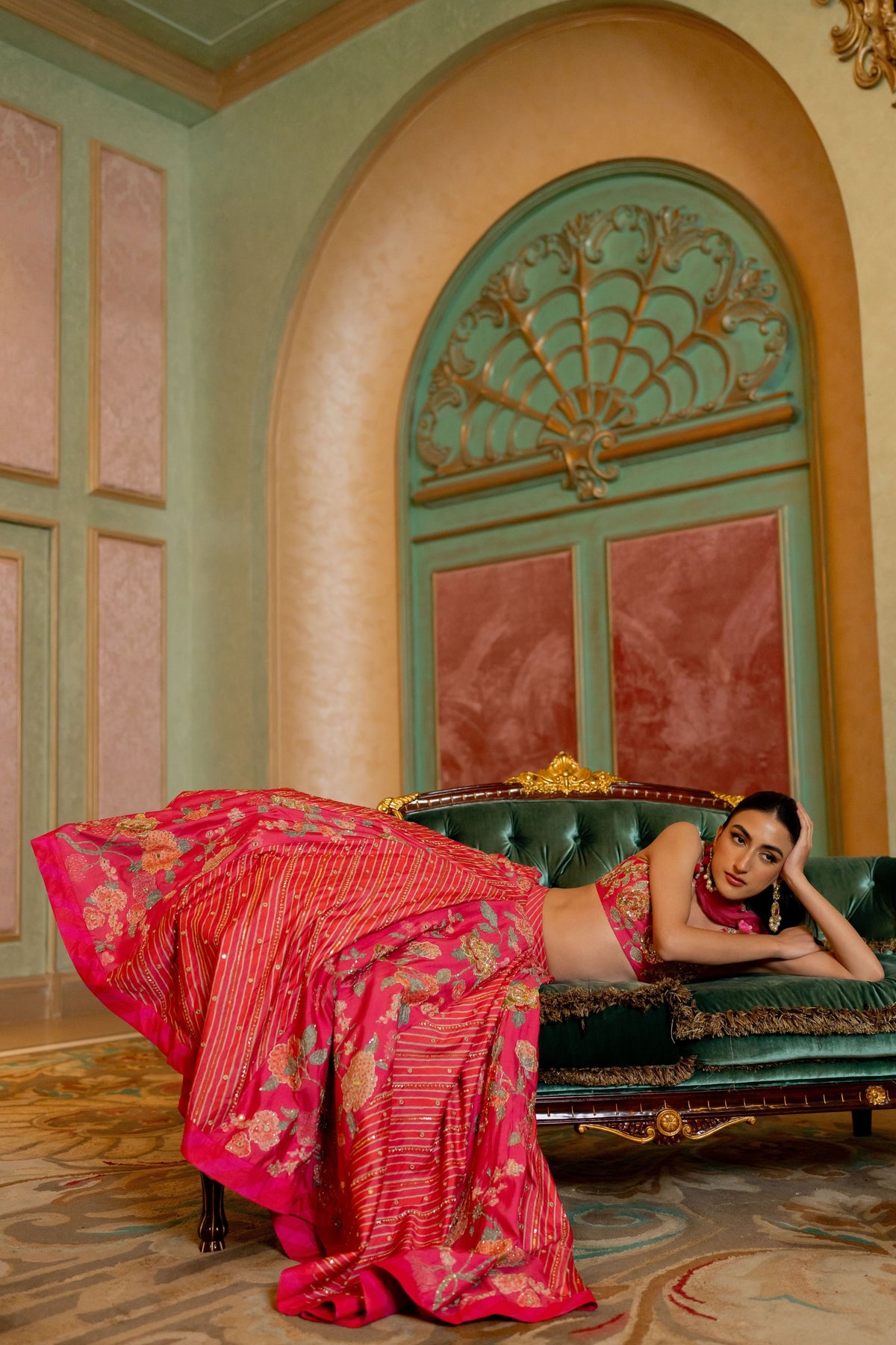 Blooming Floral Printed Lehenga Set.
