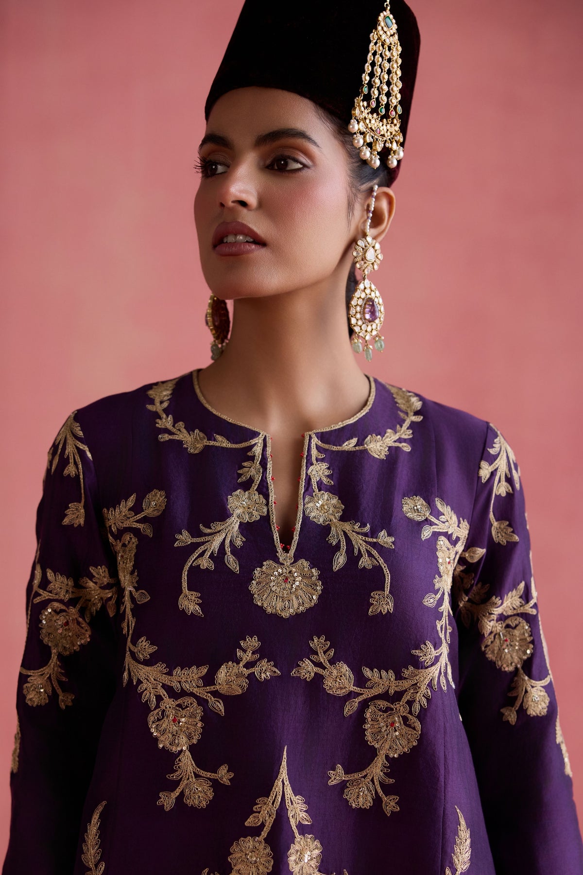 Nargis Purple Dhoti Set