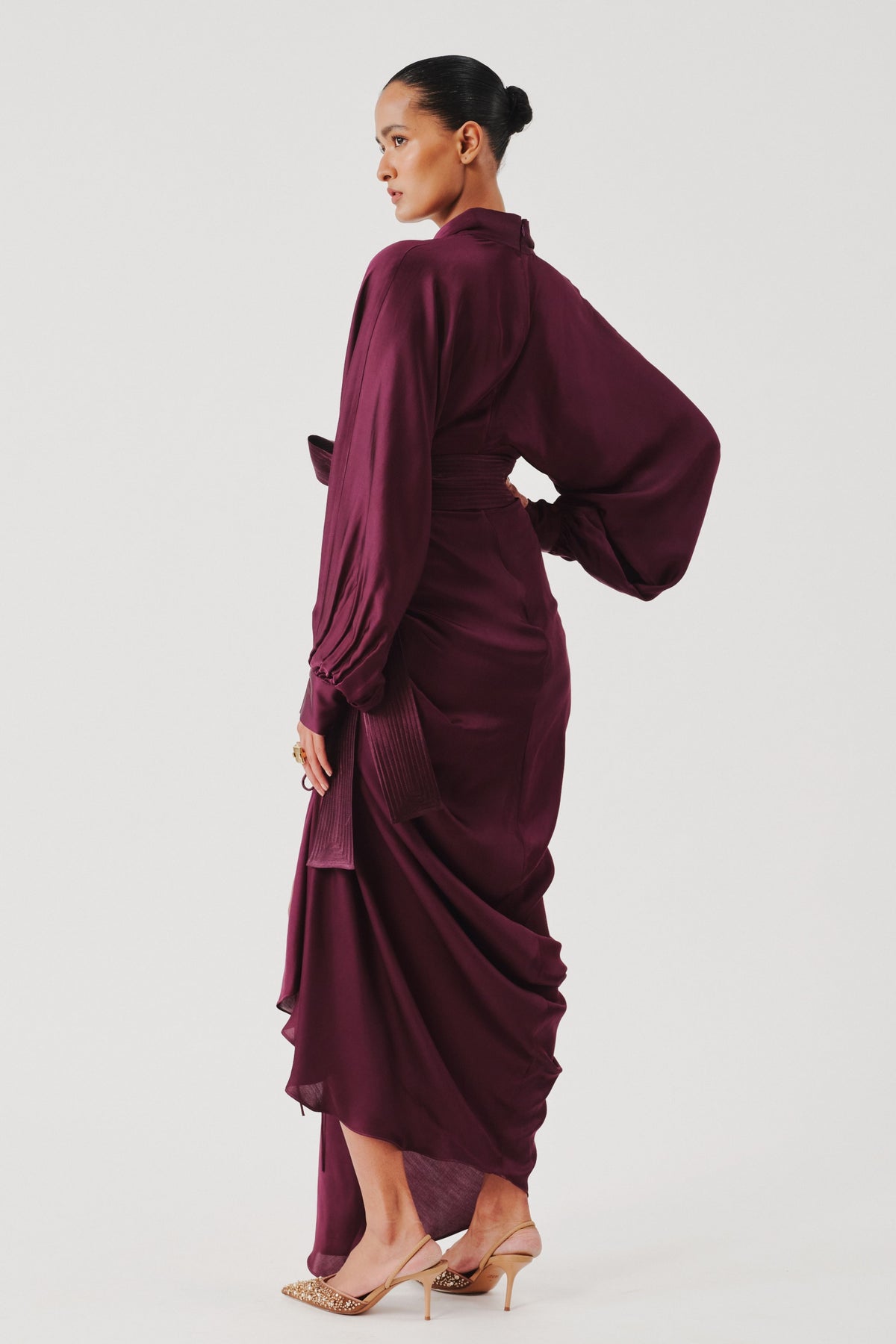 Burgundy Draped Dress