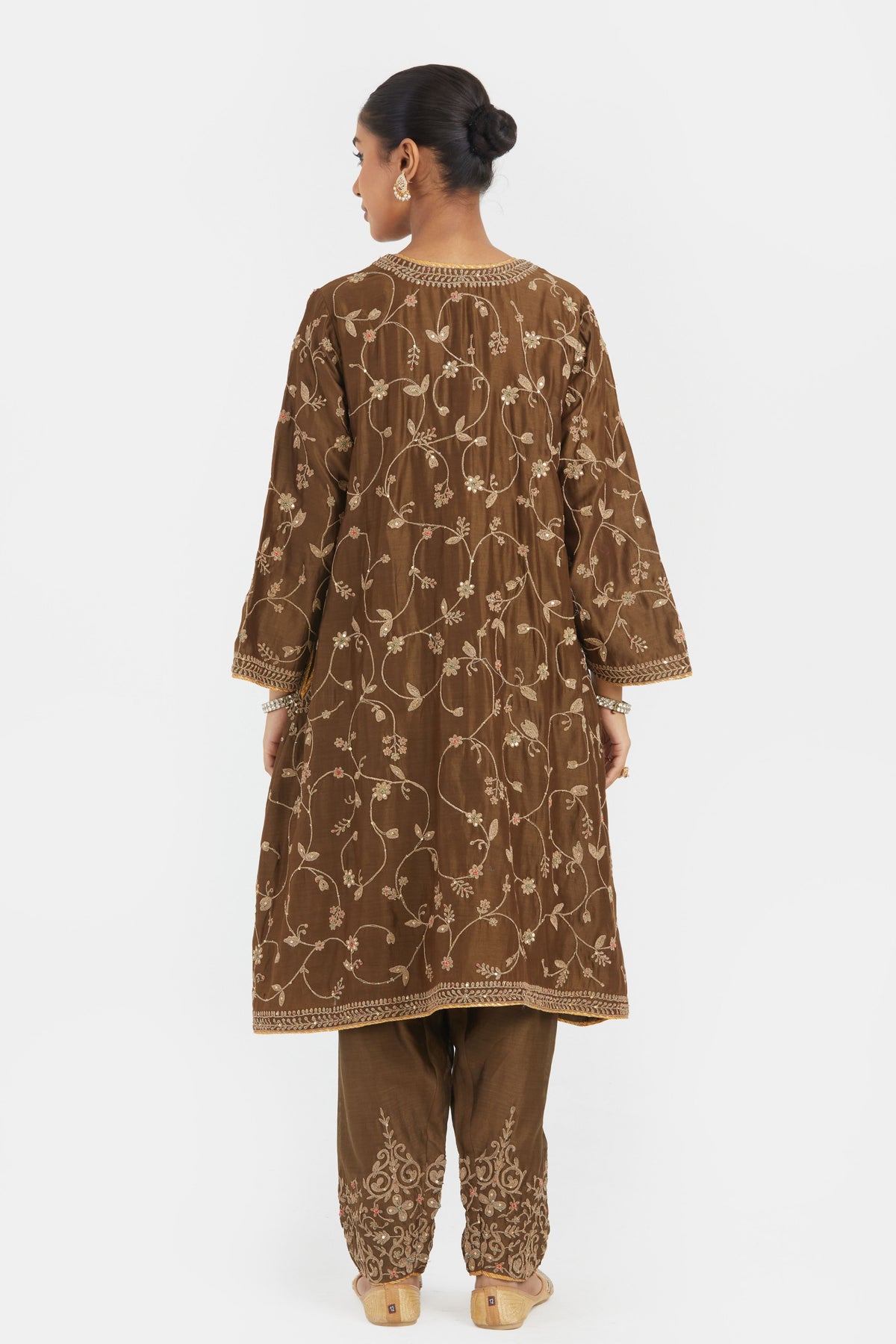 Olive A-line Kurta Set