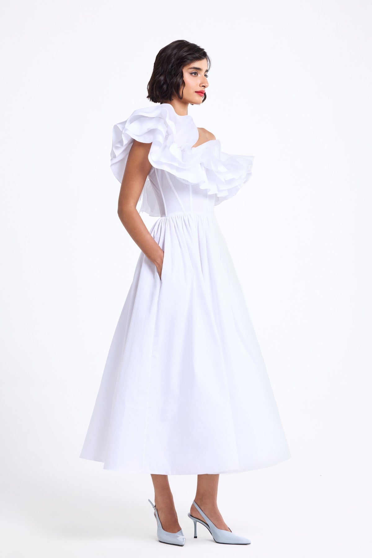Ruffled Corsetted Midi