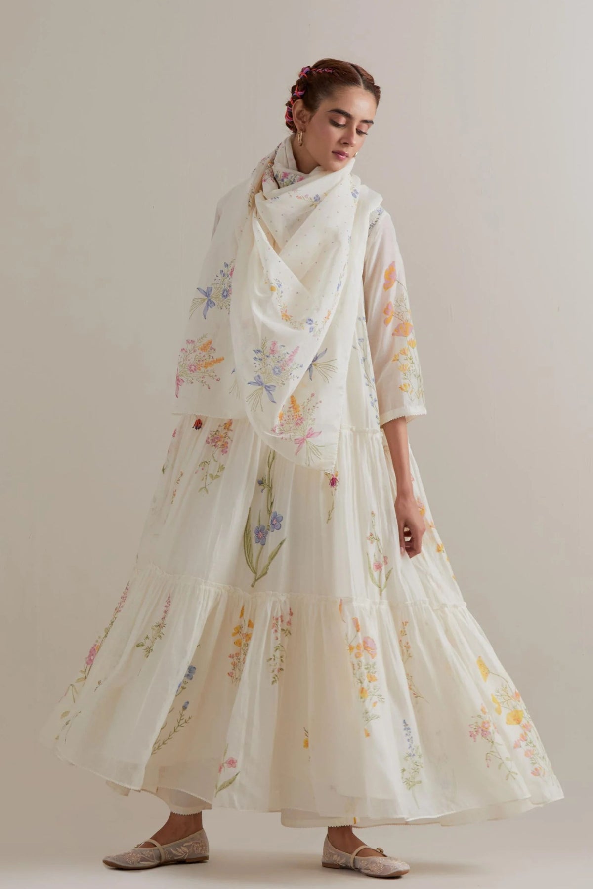 Multicolour Quilted Kurta Set