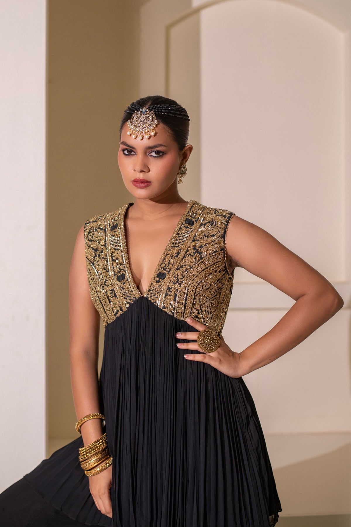 Black  Embellished Sharara Set