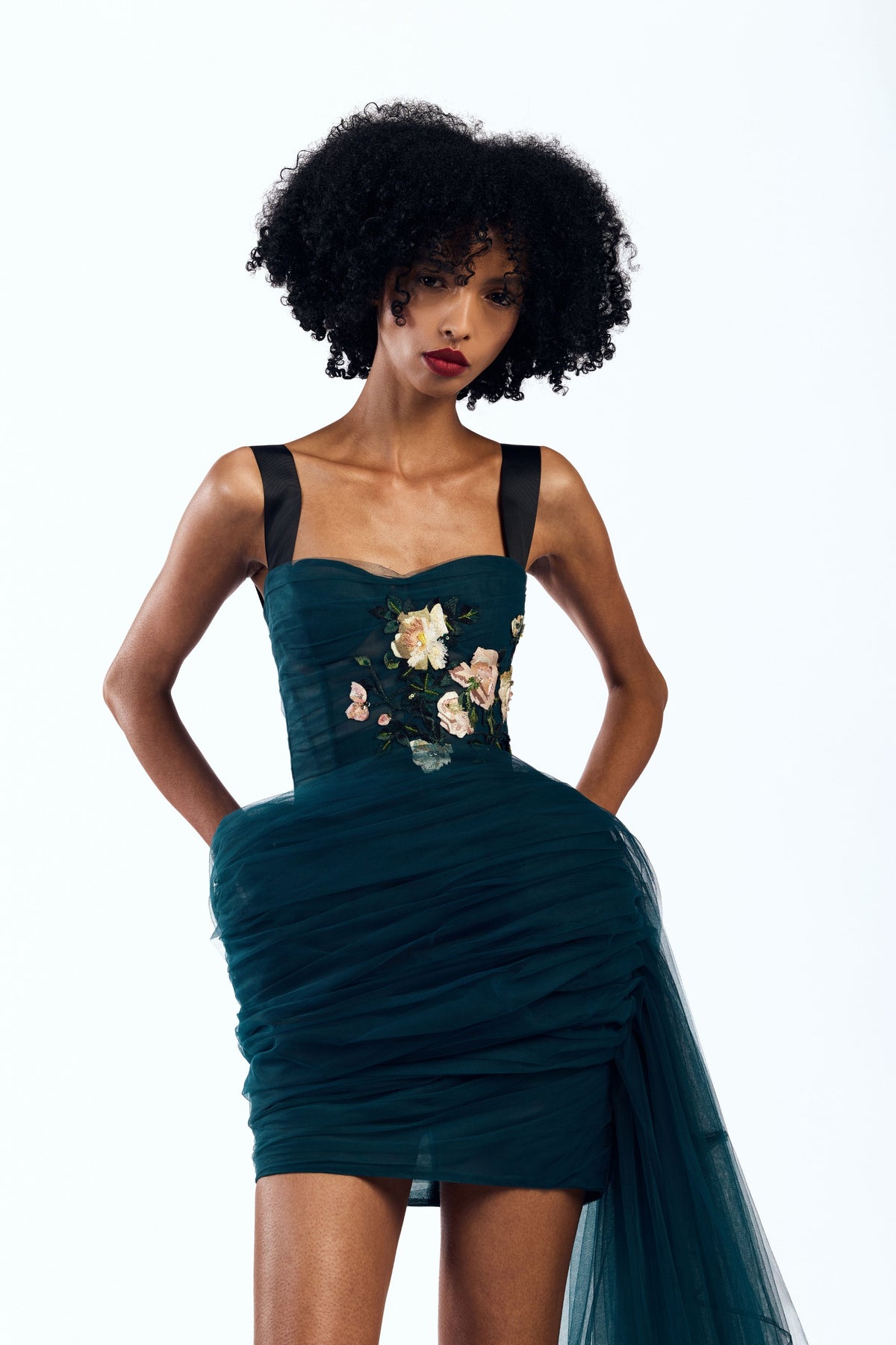 Draped Corsetted Mini Dress