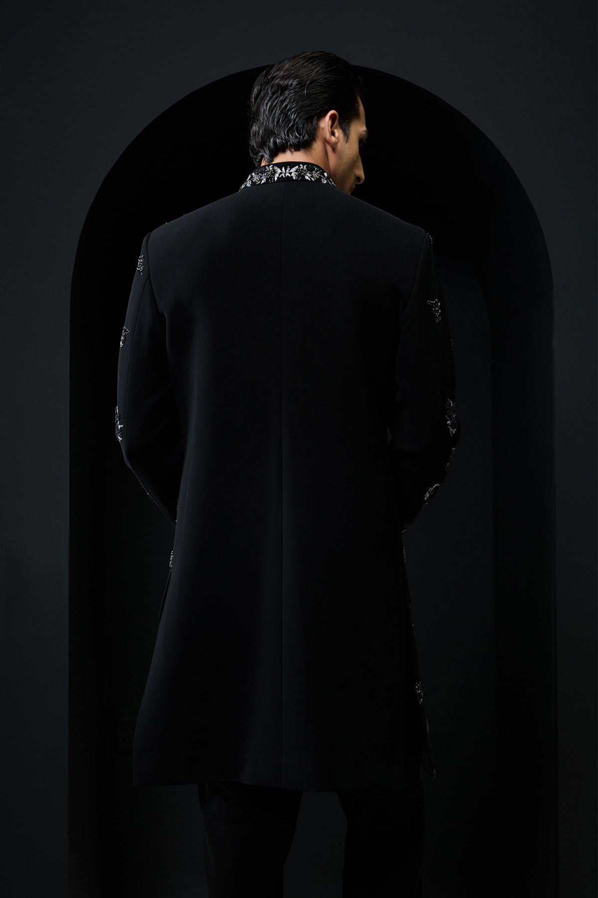 Black Embellishment Jacket Set