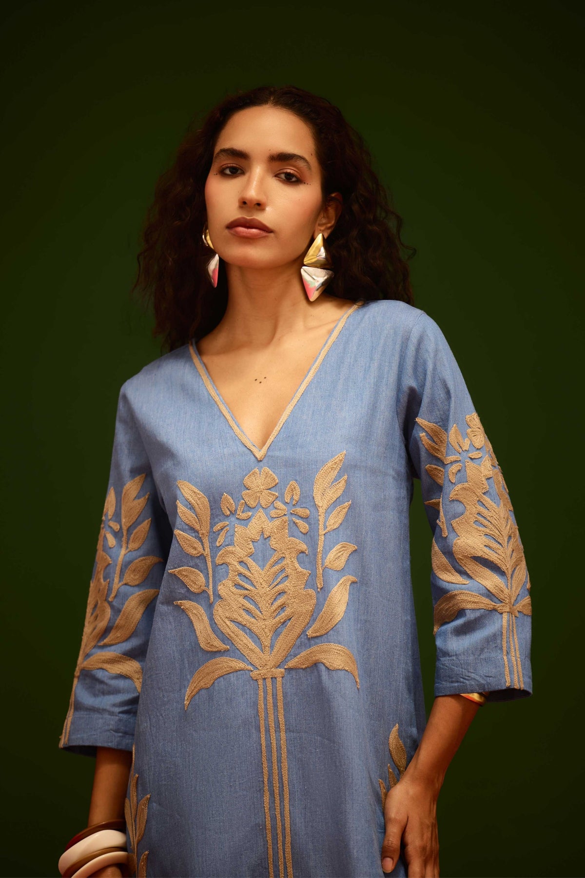 Blue Cotton Shift Dress