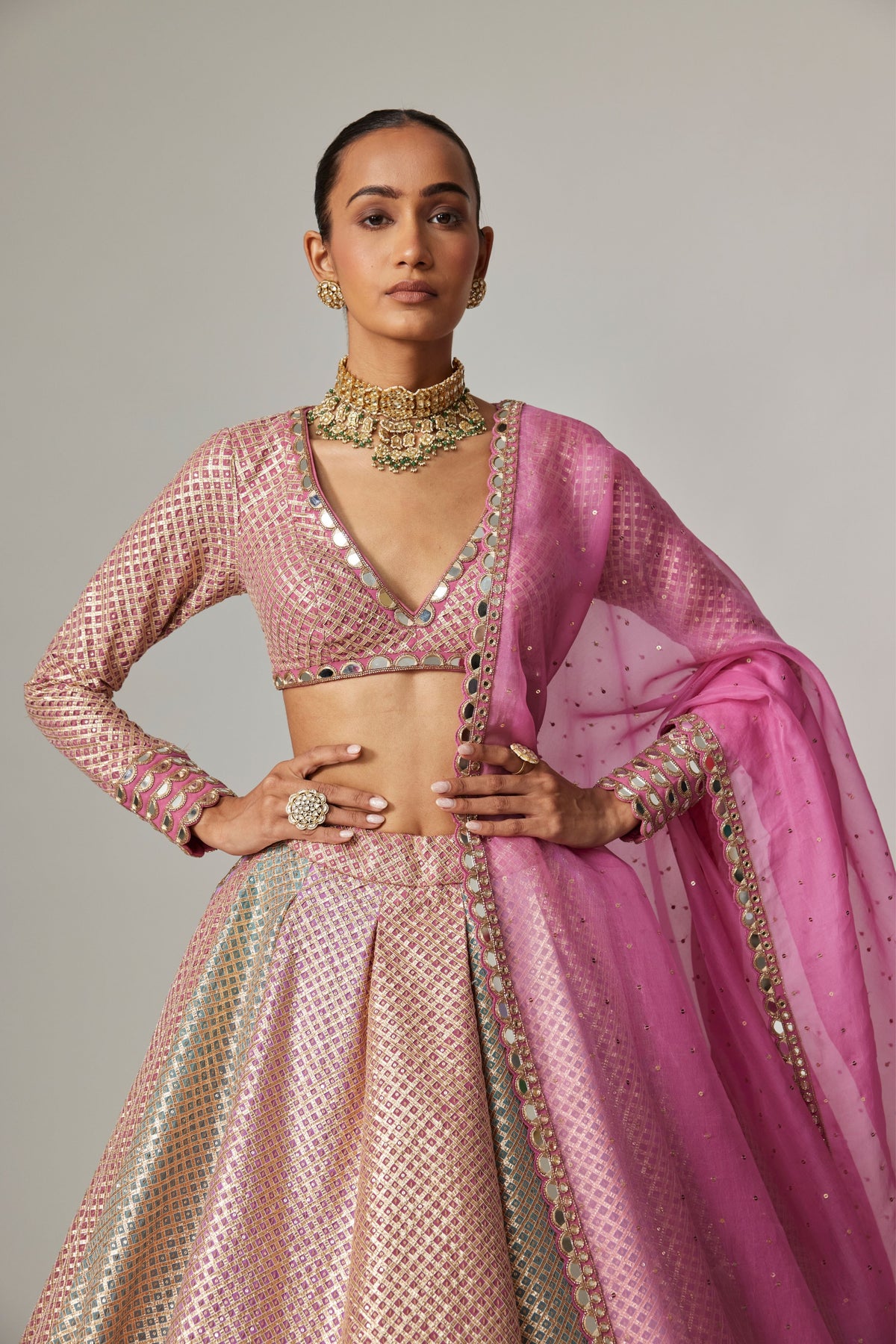 Dark Blush Multicolor Lehenga Set