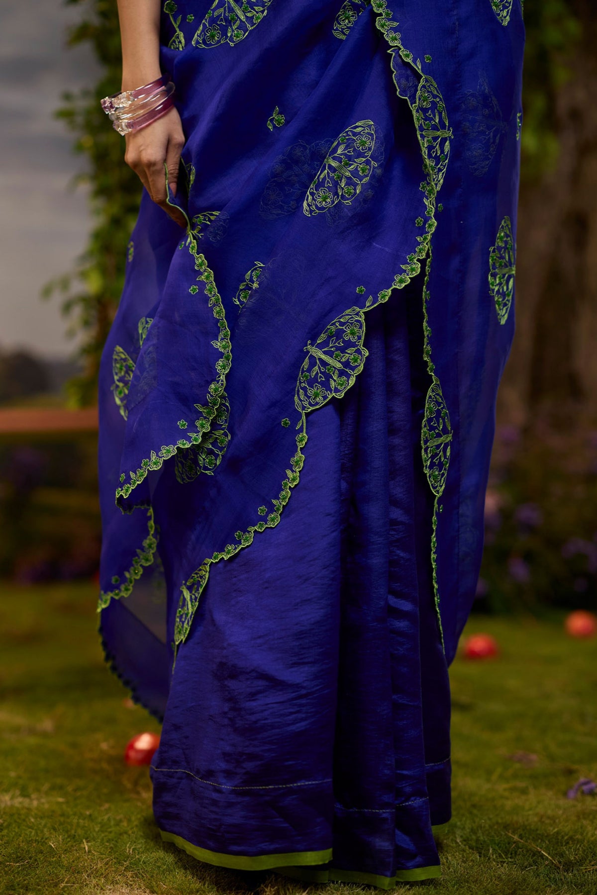 Flutter n Bloom Embroidered Purple Saree