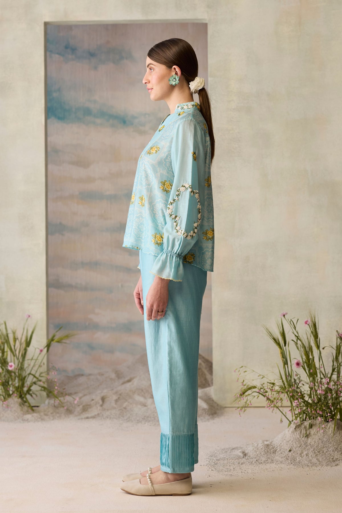 Azure Floral Printed Top