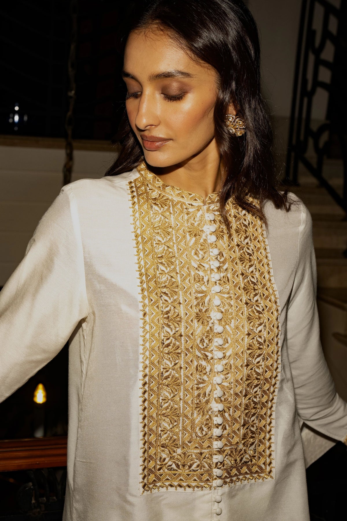 Embroidered Top & Ivory Culotte